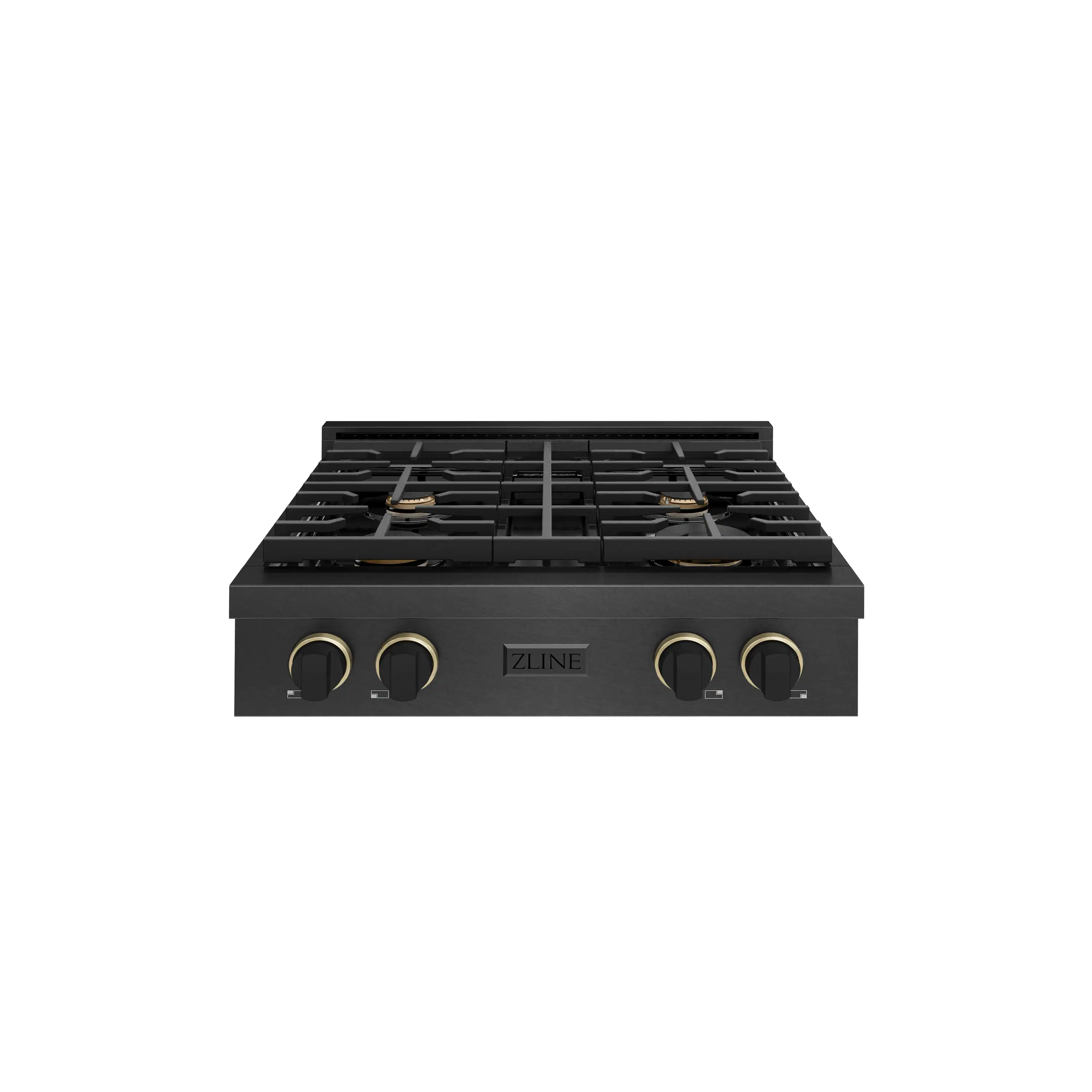 ZLINE Designer 30-Inch Paramount Gas Rangetop with 4 Burners in Black Satin with Matte Black and Champagne Bronze Accents (SRTBSZ-30-MBCB)