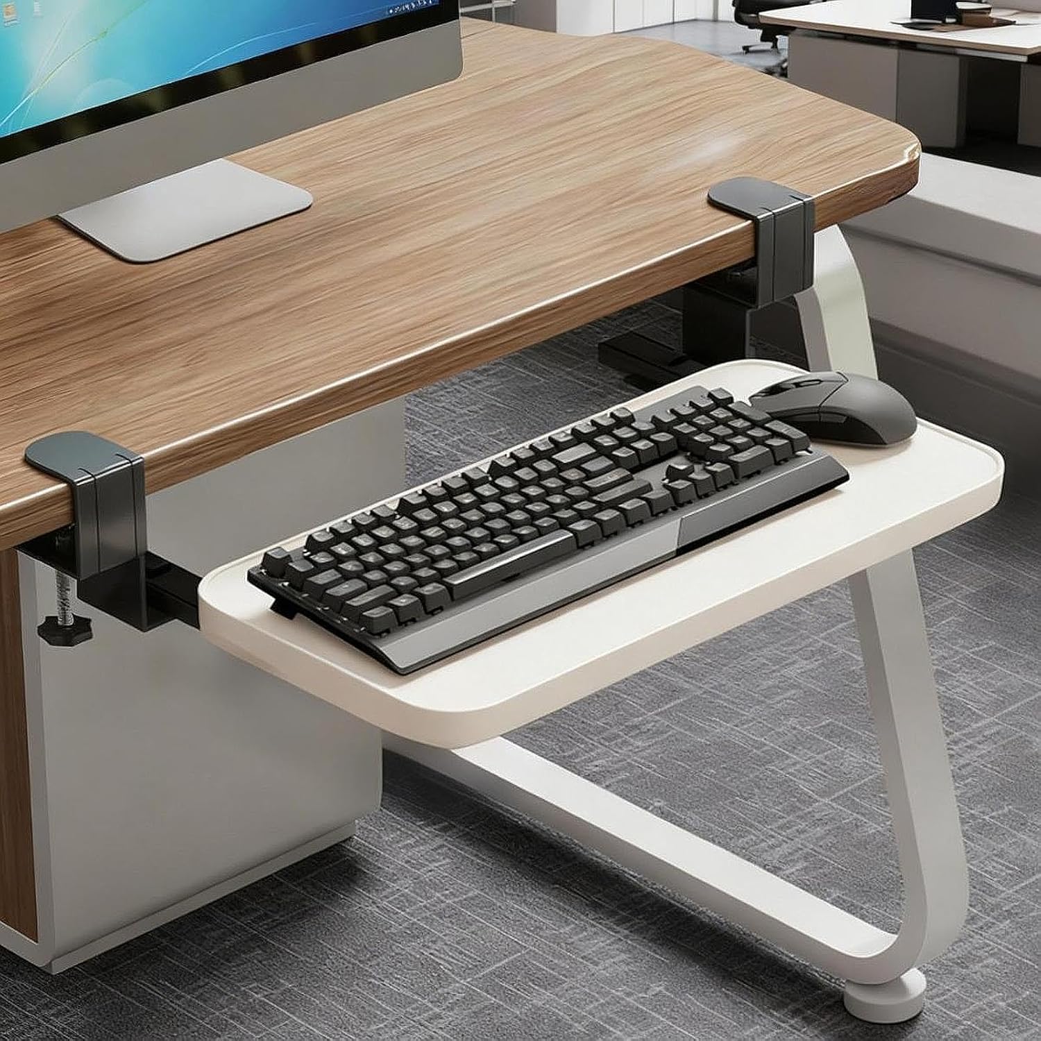 Desk Extend Tray, Desk Extend Board Easy to Install Sturdy Support Accessories Clamp on Arm Rest Expansion Wrist Support, 60cmx20cmx1.2cm