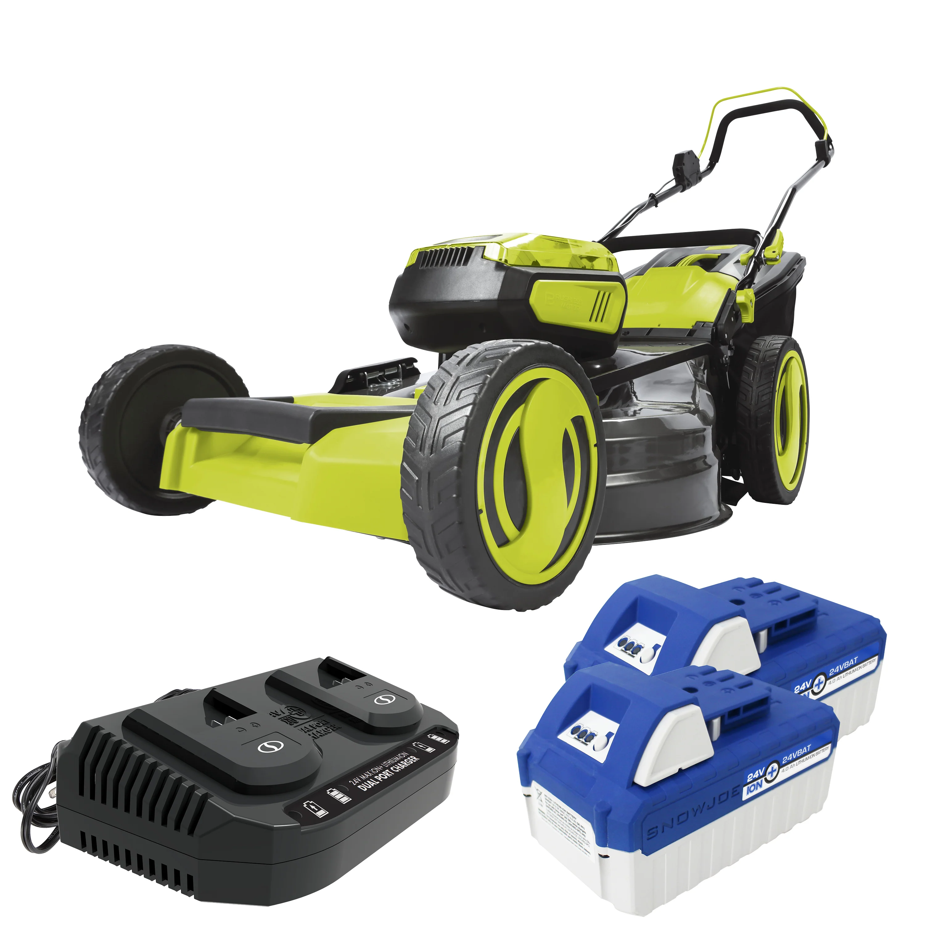 Sun Joe 24V-X2-21LM 48-Volt* IONMAX Cordless Lawn Mower Kit W/ Collection Bag | 20-inch | 7-Position | W/ 2 x 4.0-Ah Batteries + Dual Port Charger