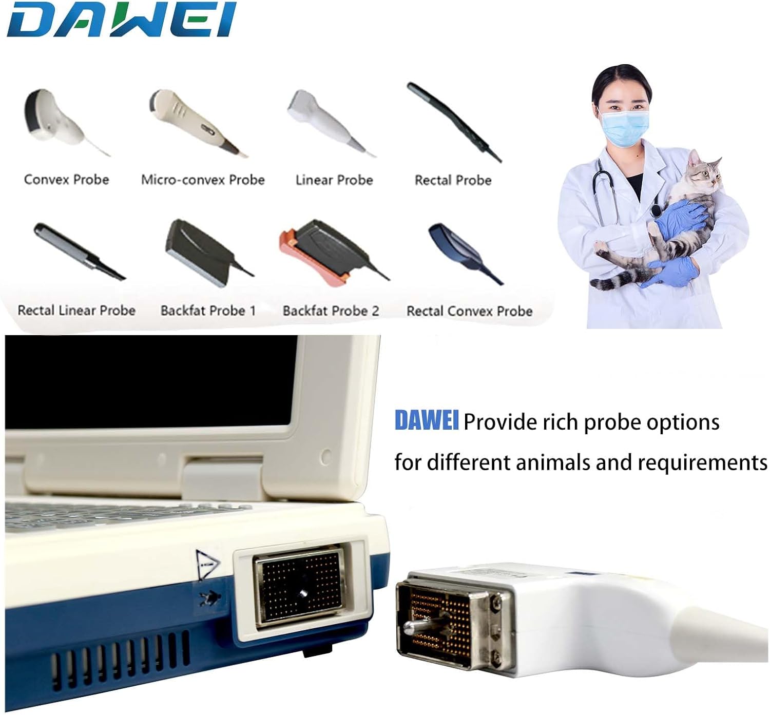 Veterinary Ultrasound Scanner Laptop Ultrasound Machine with 3.5Mhz Convex Probe for Animals Dog,Goat,Pig,Sheep use