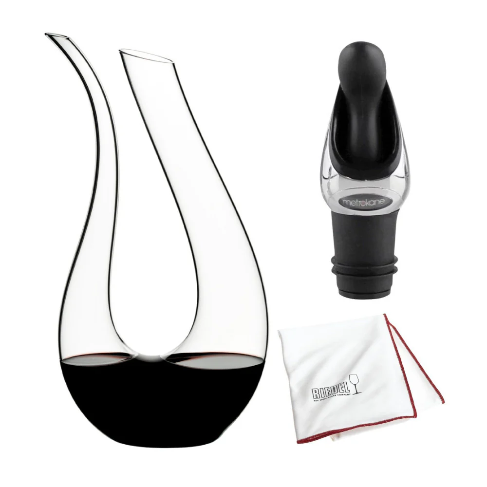 Riedel Amadeo Decanter (Clear) with Wine Pourer and Polishing Cloth