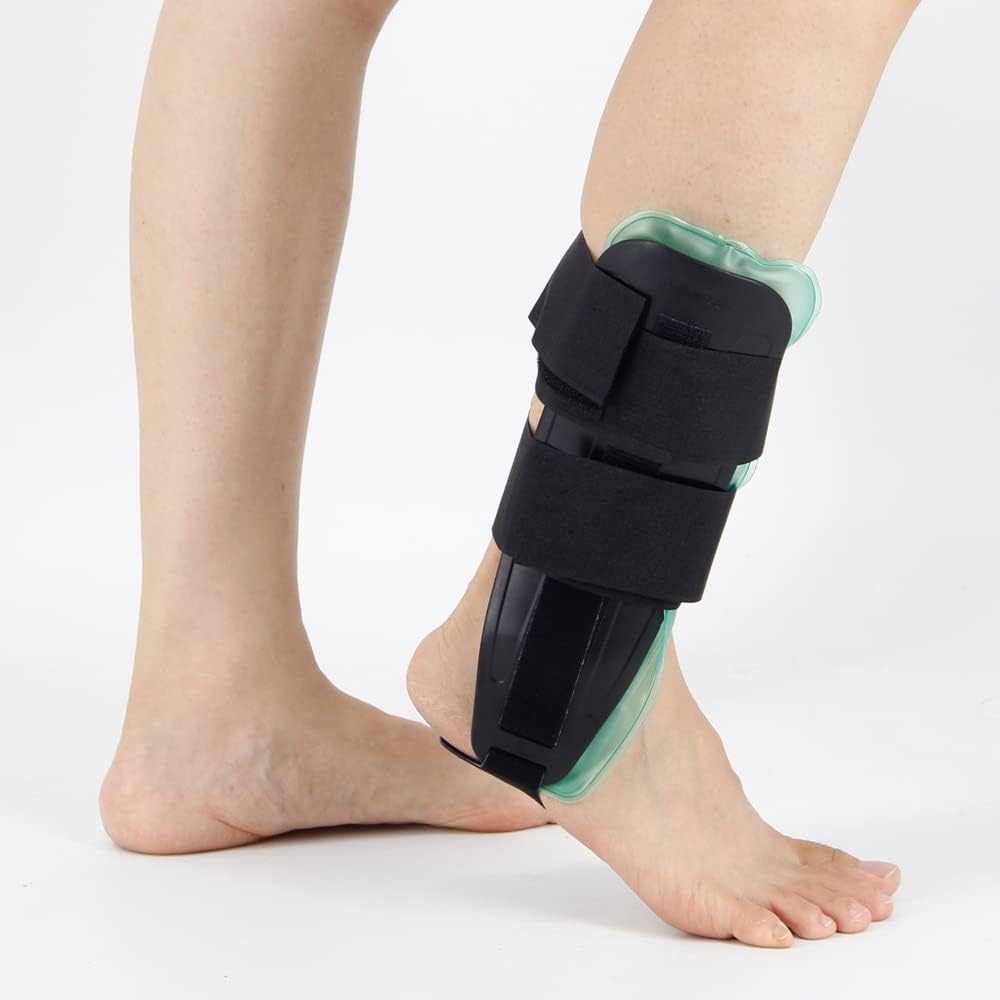 Stirrup Ankle Splint, Air and Gel Ankle Brace, Gel Ice Pack Wrap Up Adjustable Support, Cold/Hot Compression Ankle Braces, for Sprains, Tendonitis, Post-Op Cast Support,Running, Injury Recovery