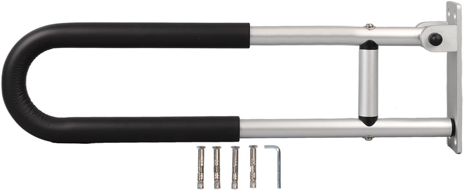 Handicap Grab Bars,Handicap Rails Foldable Toilet Grab Bar Handles Bathroom Seat Support Bars Flip Up Grab Arm Hand Grips Safety Handrails for Elderly Disabled Pregnant Anti Slip