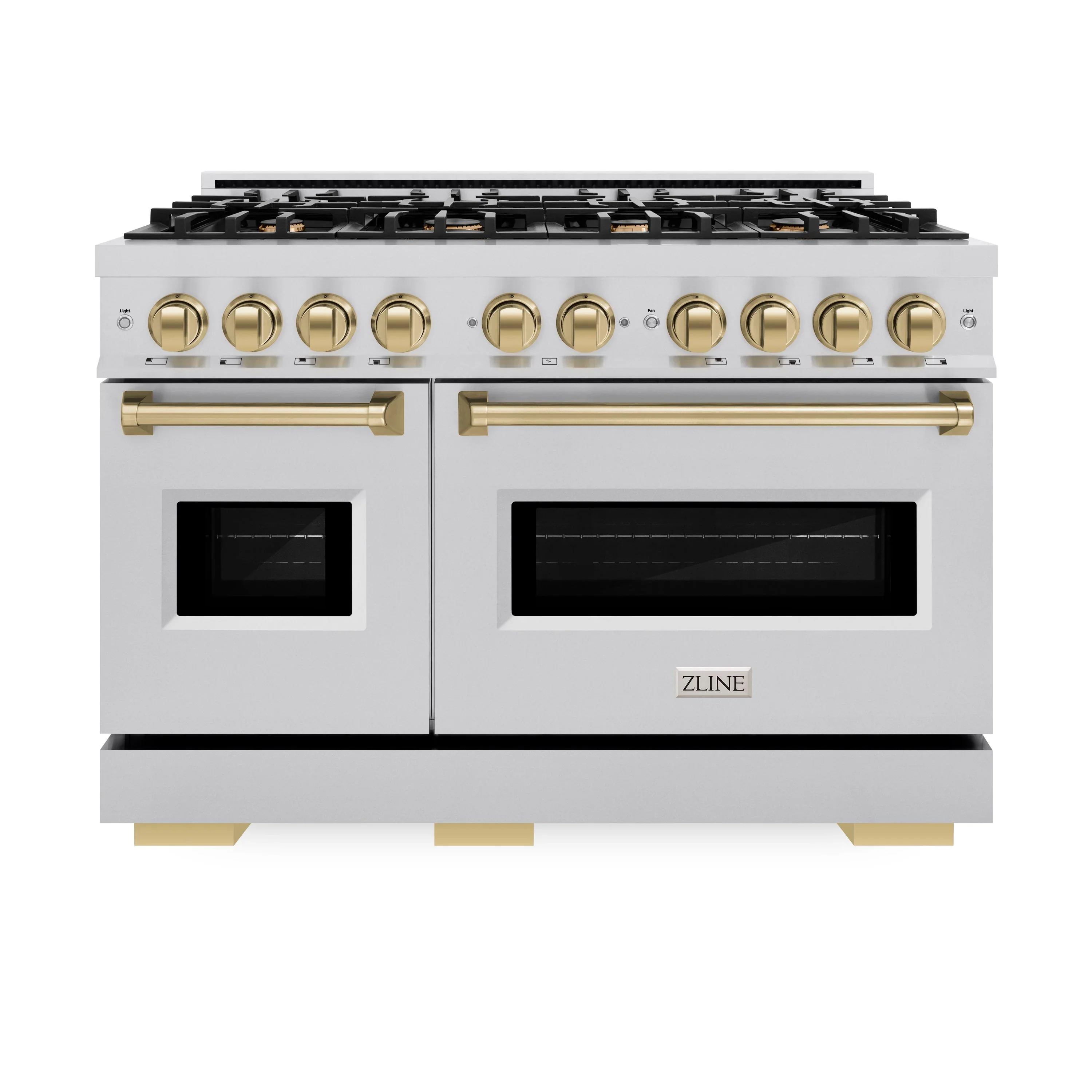 ZLINE Autograph Edition 48-Inch Classic Series Gas Range with 8 Gas Burner Cooktop and 6.7 Cu. Ft. Gas Convection Oven  in Stainless Steel and Champagne Bronze Accents (CGRZ-48-CB)