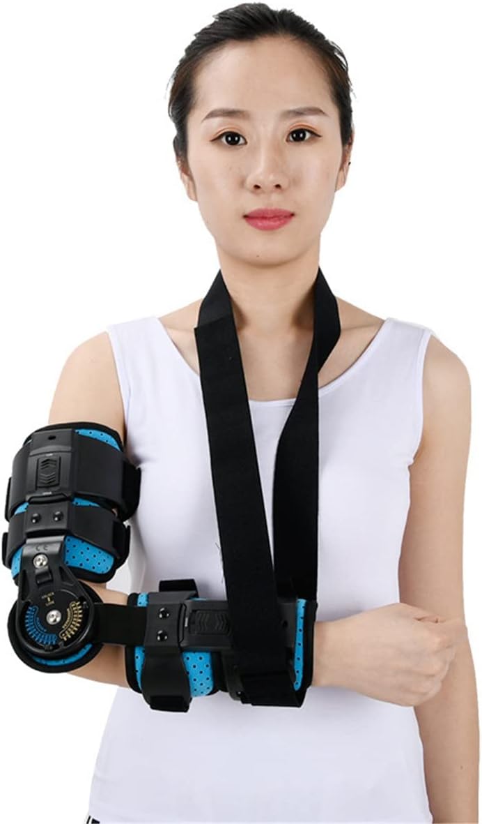 Hinged Elbow Brace With Strap, Post OP Elbow Brace Stabilizer Splint Arm Orthosis Injury Recovery Support For Post Op Elbow Fracture Rehabilitation,Left