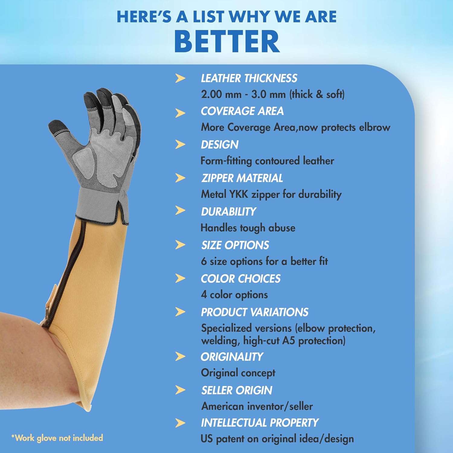 Arm Chaps Extended Elbow Leather Arm Guard - Arm Sleeve Protectors for Thin Skin and Bruising, Scratches & Cuts - Protective Arm Sleeve for Any Age- Left & Right Form-Fitting - Tan (1Pair/X-Small).