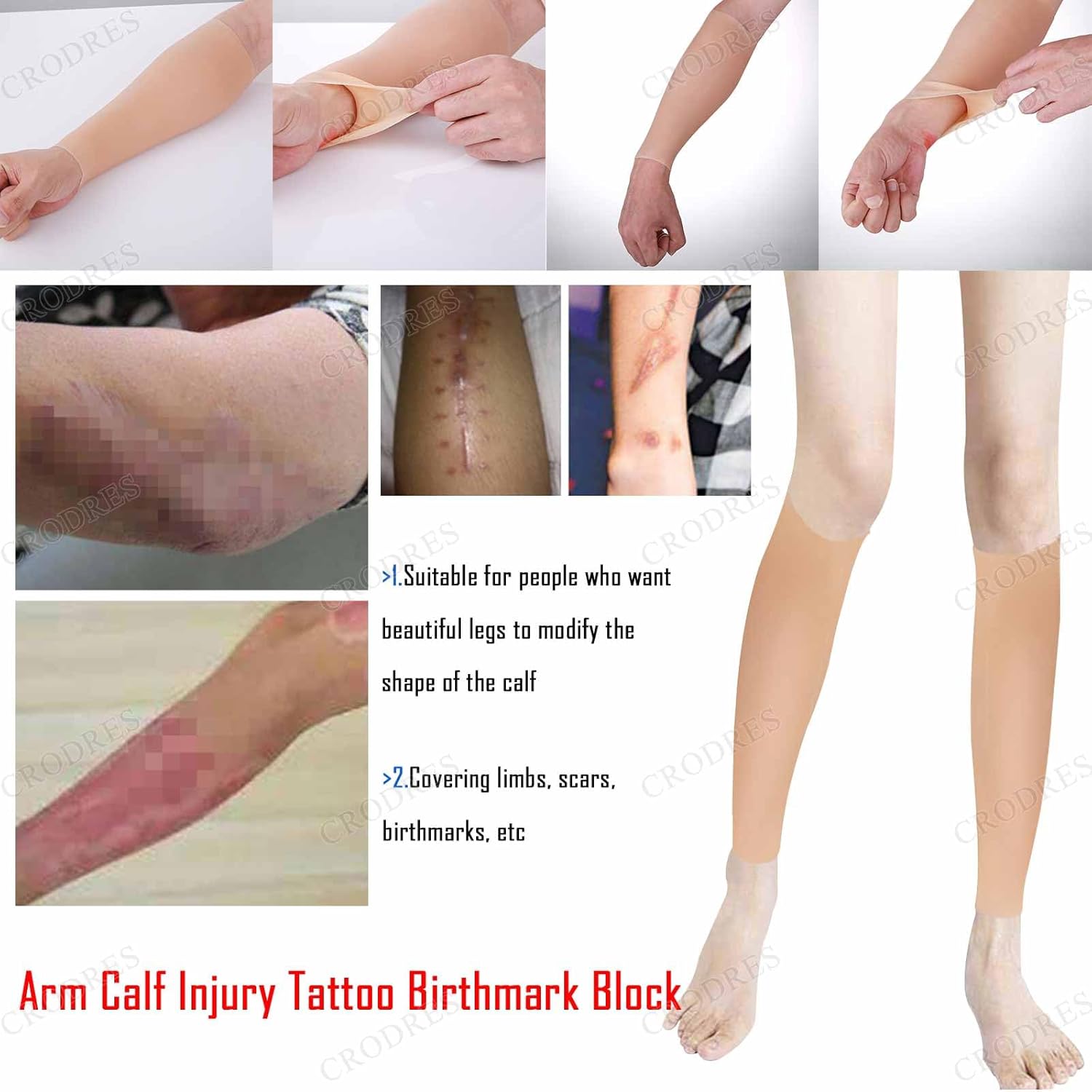 1 Pair Silicone Calf Pads Leg Arm Enhancer Calf Corrector Artificial Cover Scar Birthmark for Thin Skinny Crooked Legs