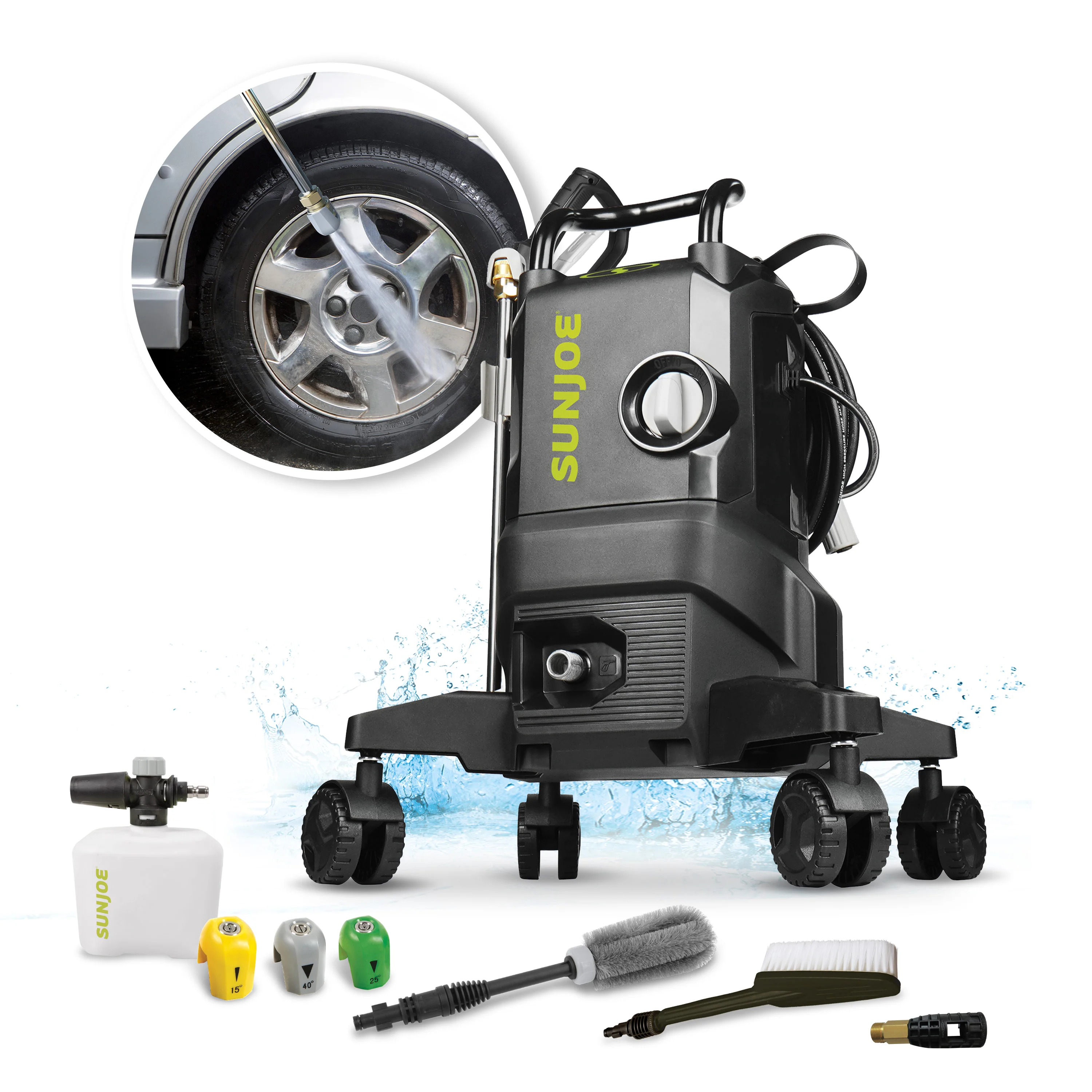 Sun Joe SPX3000-QW2 Electric Pressure Washer W/ Wheels | 7-Pc Accessory Kit | 14.9-Amp | 2200 Rated PSI | 1.1 Rated GPM