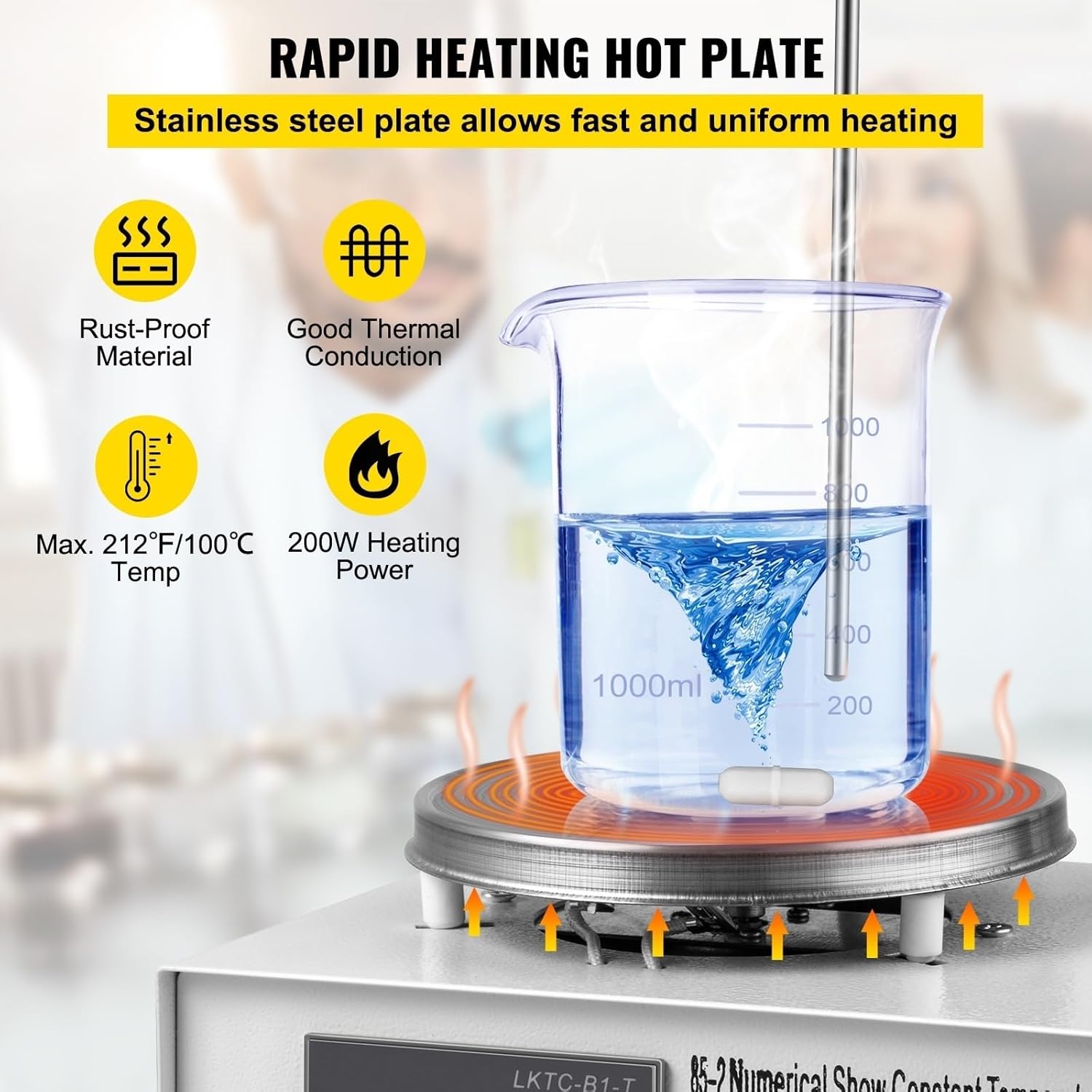 1L Heating Magnetic Stirrer Hot Plate W/Stir Bar 0-2000R/Min V-ortex Mixer Distillation Kit Chemistry Laboratory Equipment Wide Range of Uses