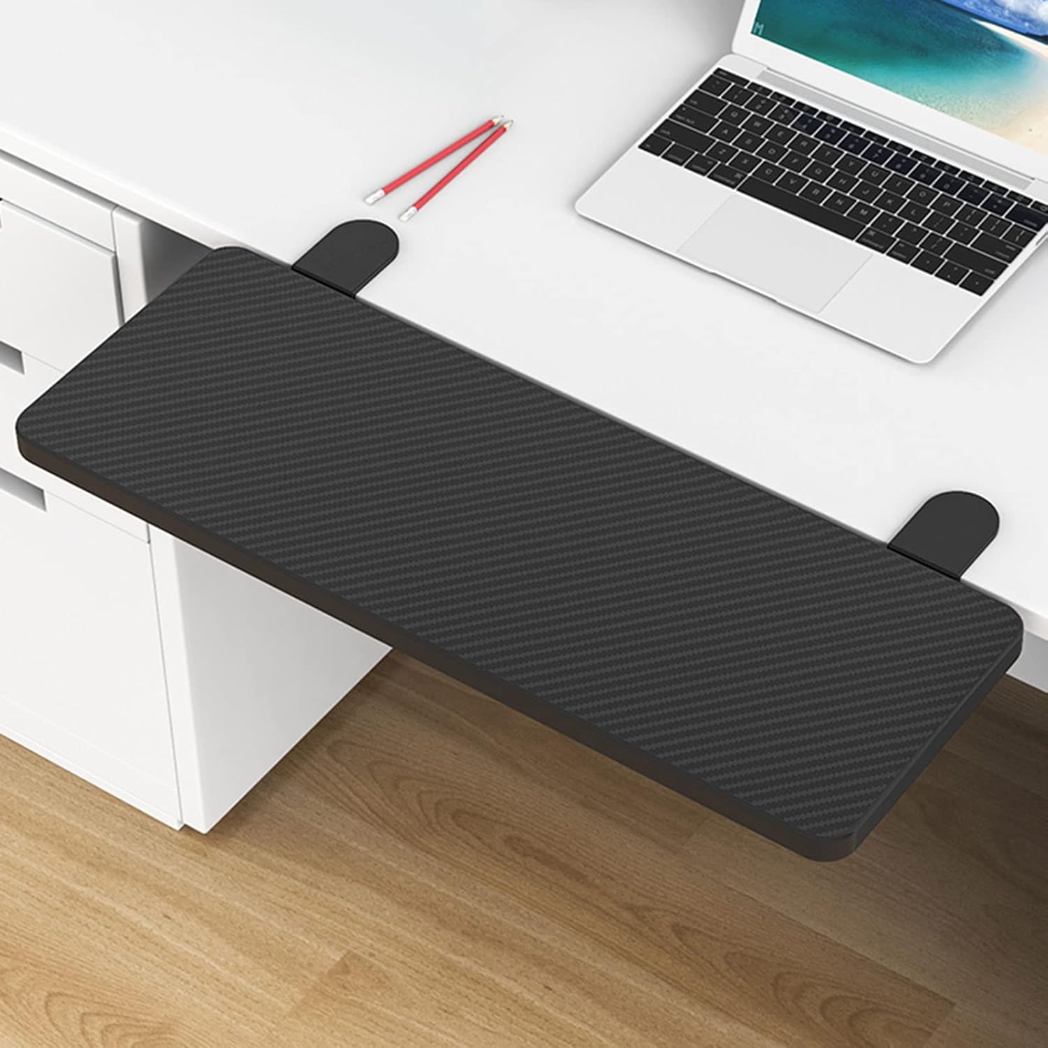 Desk Extender Table Shelf Clamp on Keyboard Tray Under Desk Adjustable Mouse Mount Armrest Shelf Stand Elbow Arm Support/75 * 24Cm,