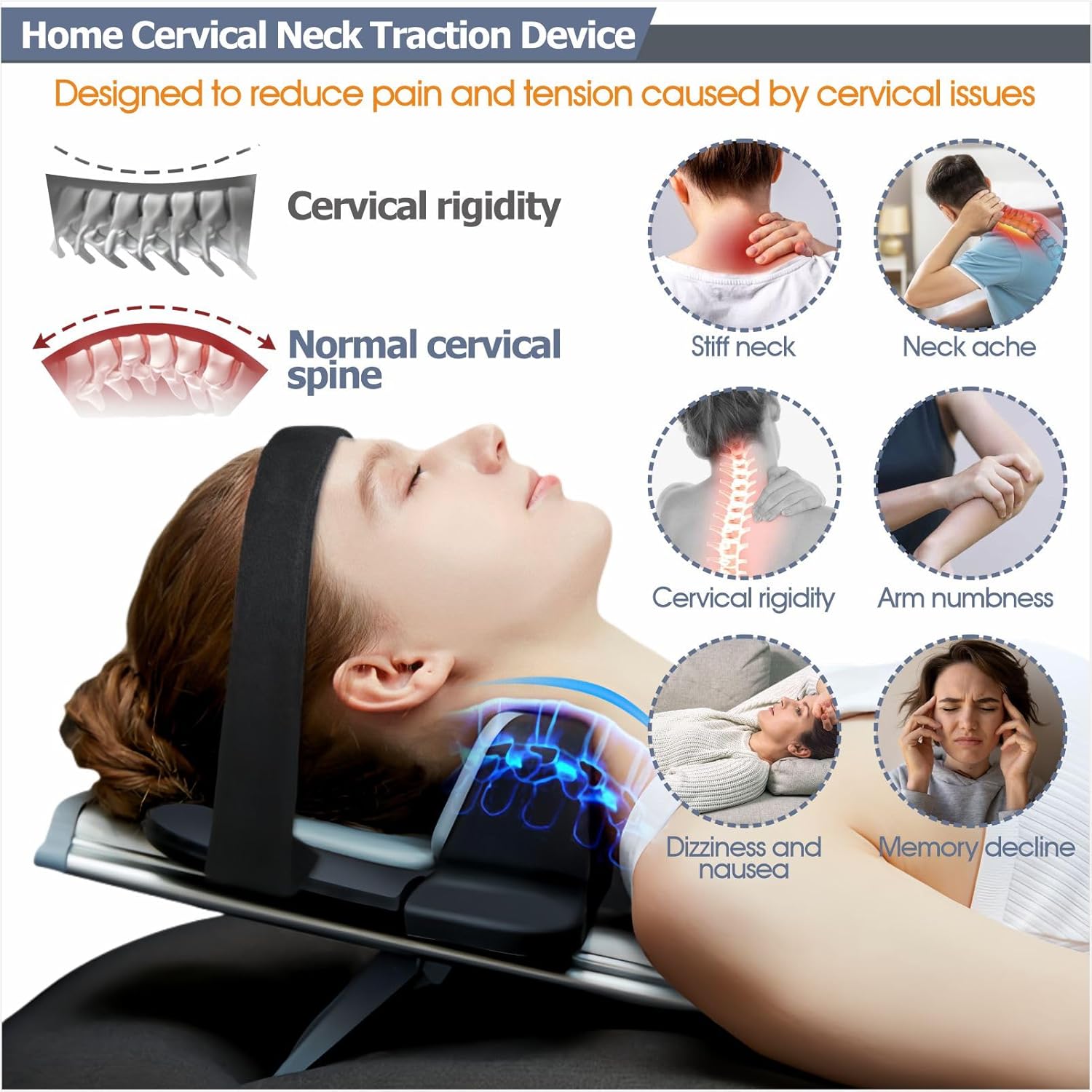 Home Cervical Neck Traction Device - Neck Relaxer and Stretcher for Pain Relief, Spinal Decompression, Pinched Nerve