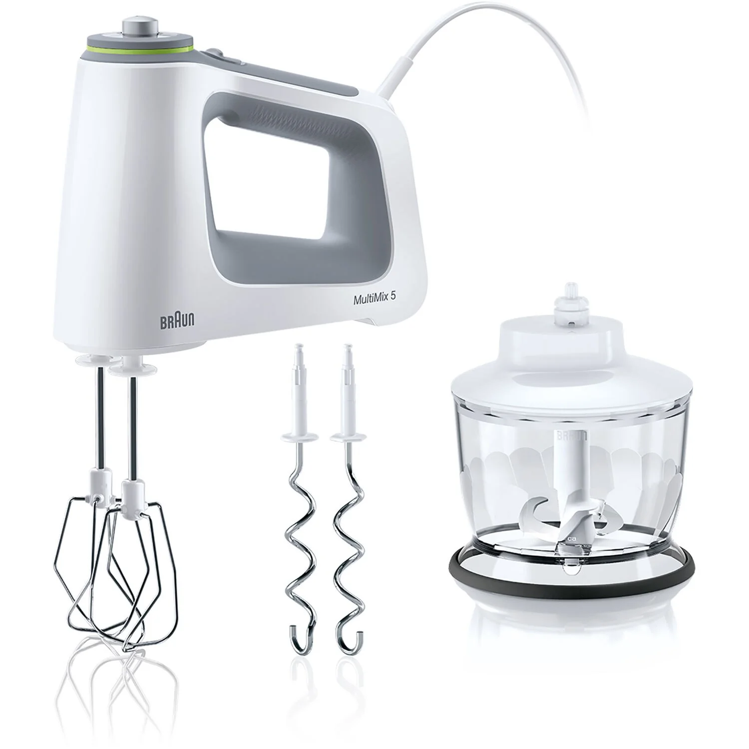 Braun Hand Mixer with Beaters, Dough Hooks and Accessory in White (HM5130WH)