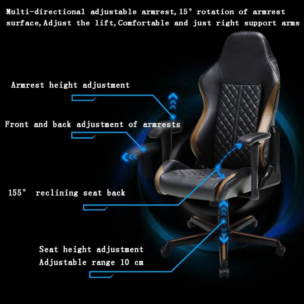 Gaming Chair Racing Style Armchair,Swivel High Back Footrest with Headrest Lumbar Support Flip Up Arms Headrest Pu Leather Executive High Back Computer Chair Comfortable,Blue
