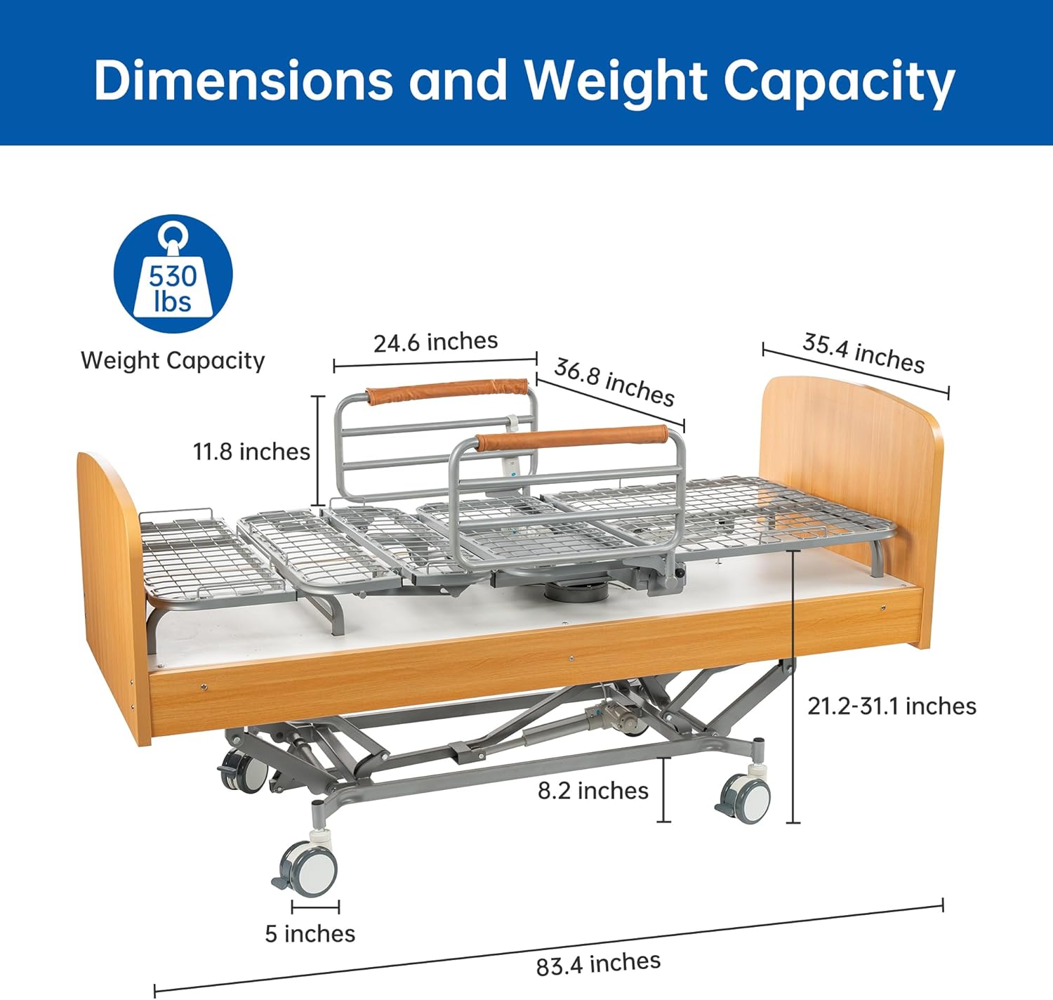 Rotating Multi-Functional Electric Hospital Bed, Rotates 90° From a Flat (Lying) Position to an Upright Seated Position, Making it Easy to Get Out of Bed. Easy Installation, 530 Lbs Capacity