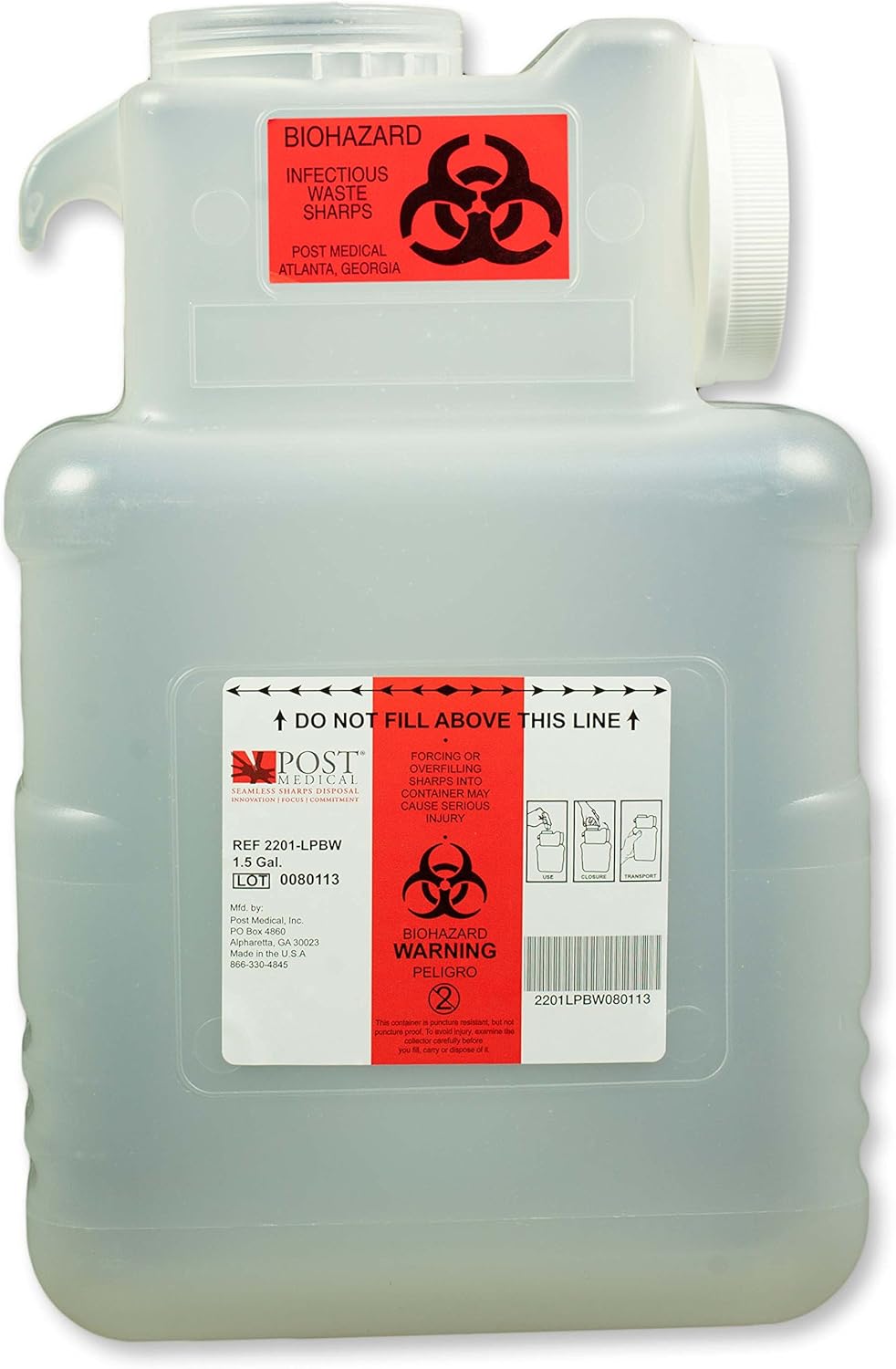 1.5 Gallon Clear Sharps Containers