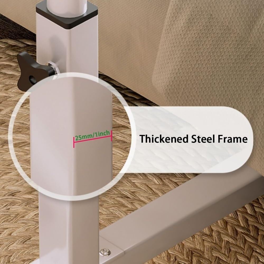 Bedtable, Overbed Table with Wheels Adjustable Height, Mobile Standing Desk, Hospital Bed Table, Portable Bedside Table and Rolling Bed Table Tray for Offices, Home, Medical and School