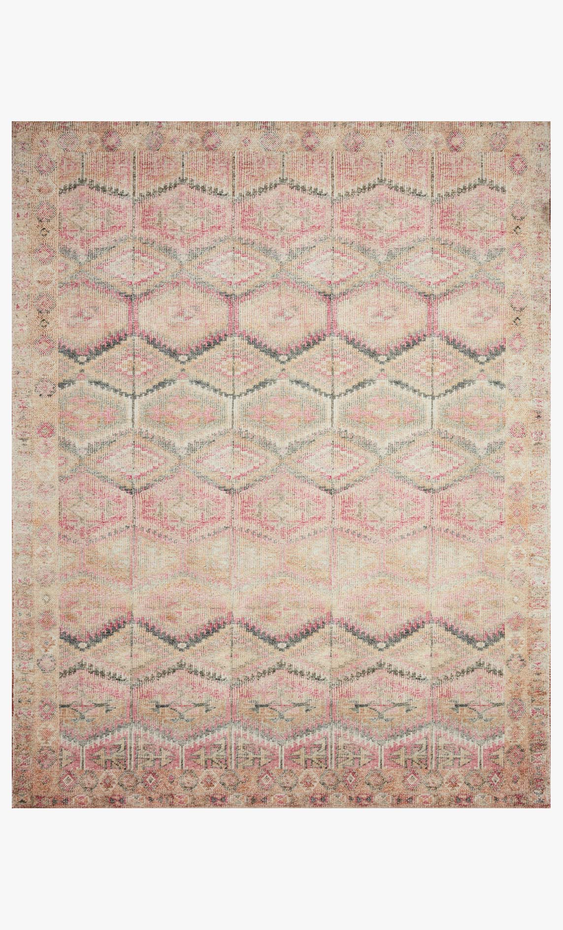 Loloi II Layla Collection - Traditional Power Loomed Rug in Pink & Lagoon (LAY-17)