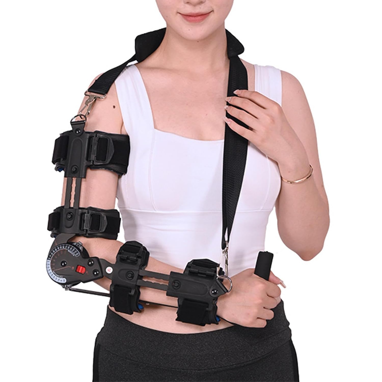 PopieL Hinged Rom Elbow Brace with Adjustable Chuck, Elbow Joint Fixed Brace for Arm Injury Recovery, Forearm Elbow Support Sling for Elbow Fracture and Ligament Instability Injury,right