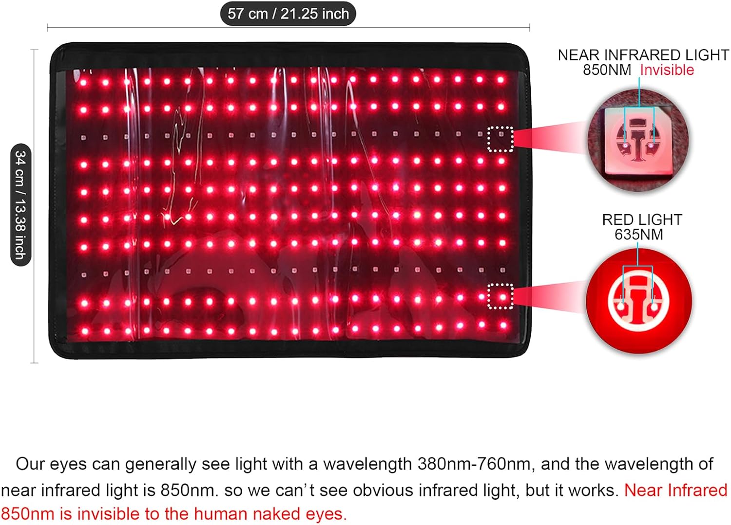 LOVTRAVEL 210pcs LED 635nm Red Light Therapy 850nm Near Infrared Light Therapy Device Large Belt Lipo Wrap Mat Pad for Body Waist Belly Abdominal Thigh Fat