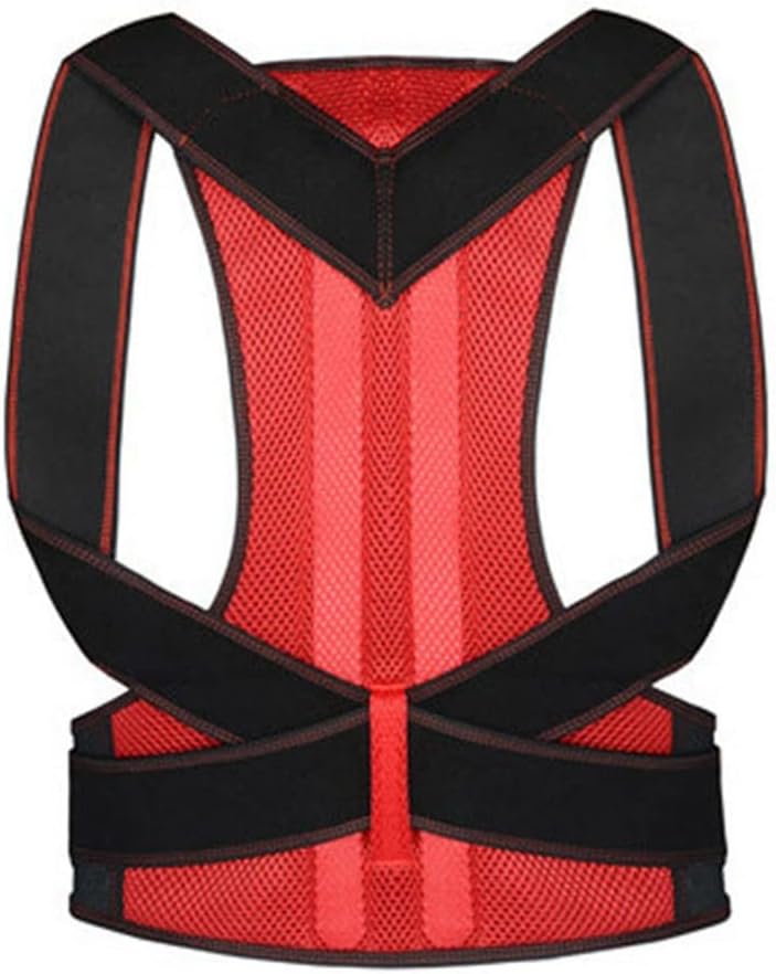 Female Male Posture Corrector Adjustable Back Support Nylon Elastic Shoulder Back Brace Corset Back Belt(White-Dinosaur Doodle4,XL Code)