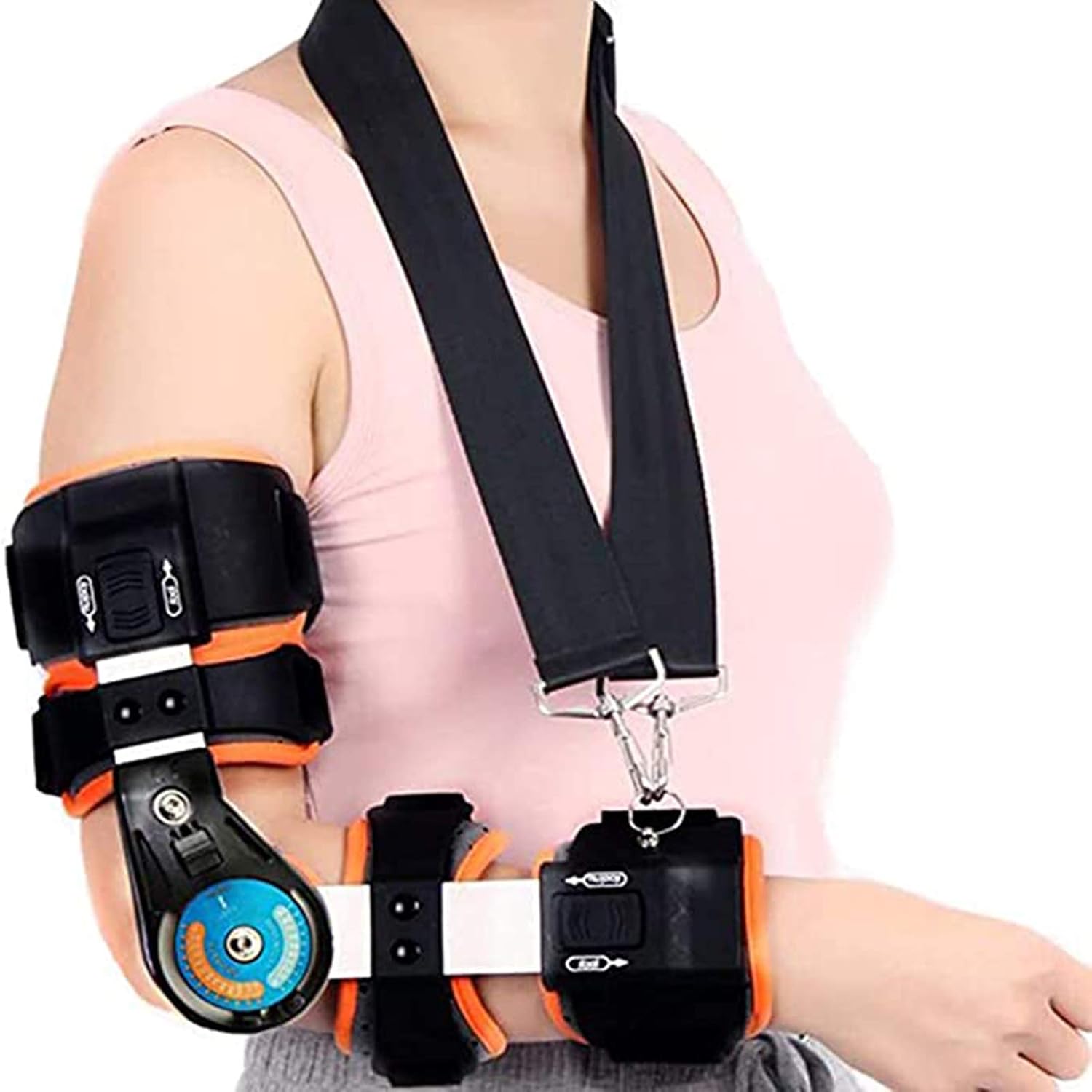 Hinged Elbow Brace - Support Post Op Injury Recovery, for Elbow Joint Fixation Rehabilitation Or Arm Fracture Medical Splint/Unisex