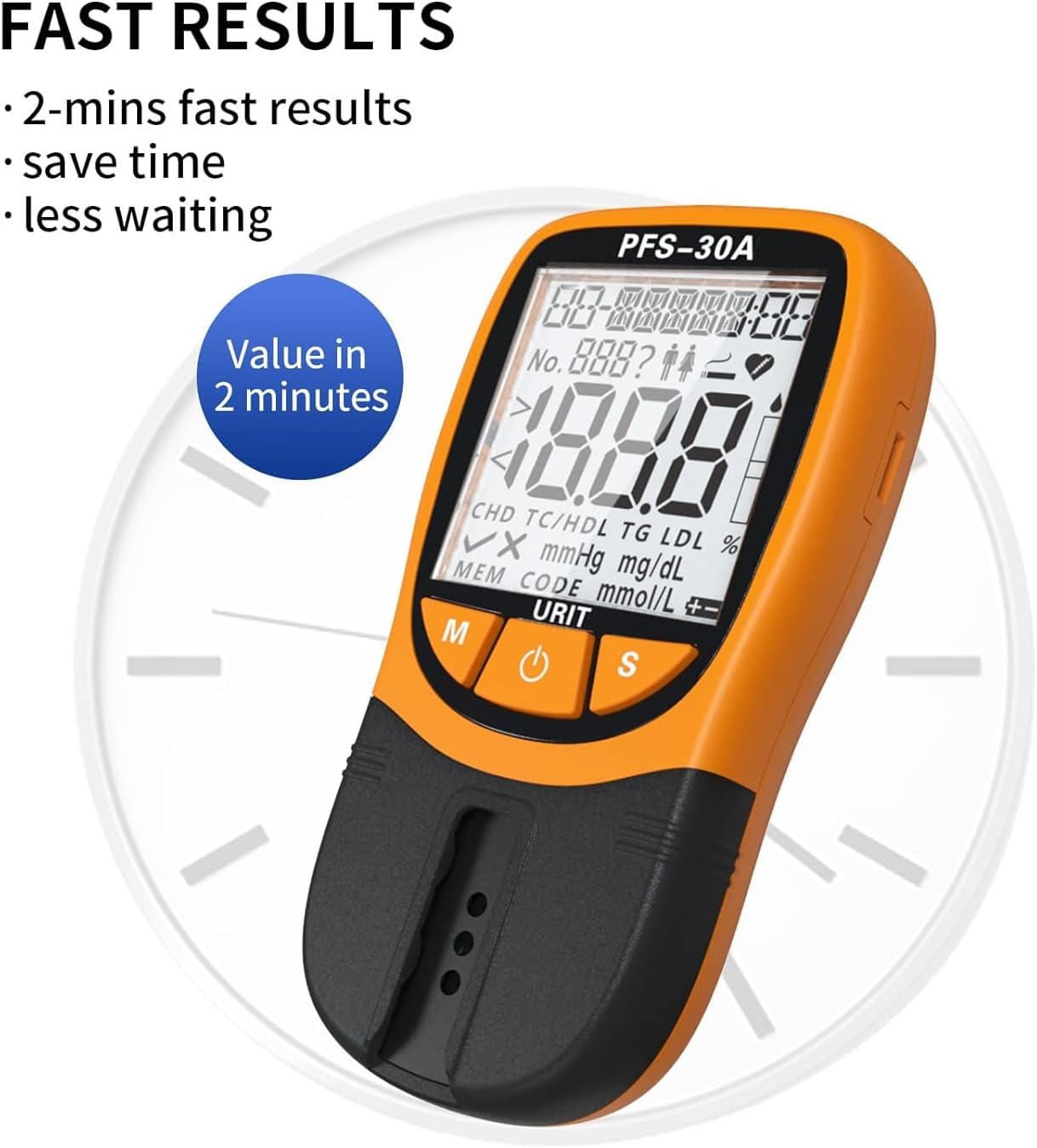 URIT 5 in 1 Lipid Test Kit with 10 Cholesterol Test Strips for Home Use (PFS-30A