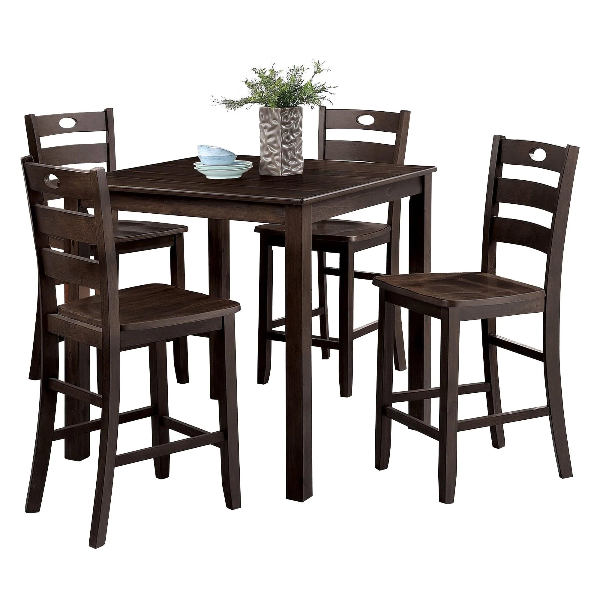 Parrot Uncle 36-Inch Solid Rubberwood and Wood Veneer 5-Piece Counter Ht. Table Set