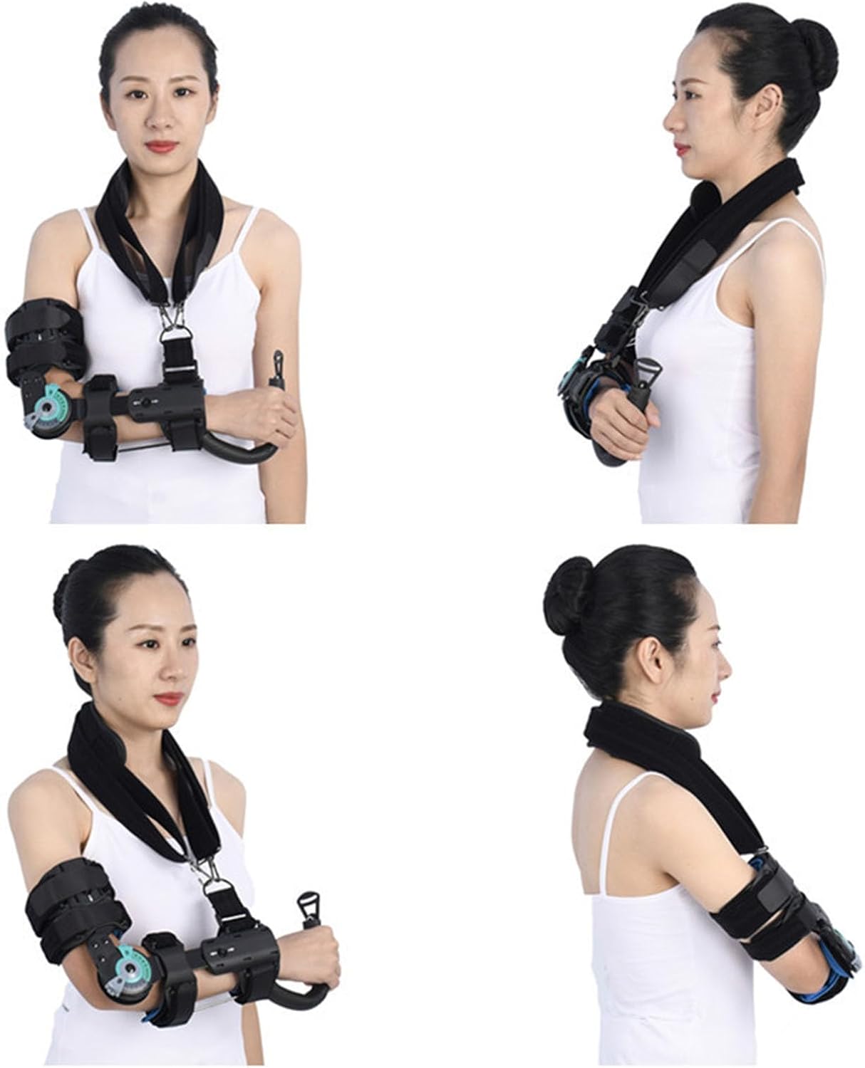 Hinged Elbow Brace Range of Motion Support Sling Stabilizer for Dislocated Arm Adjustable Splint & Shoulder Strap Adjustable Post Elbow Brace,Left-Left