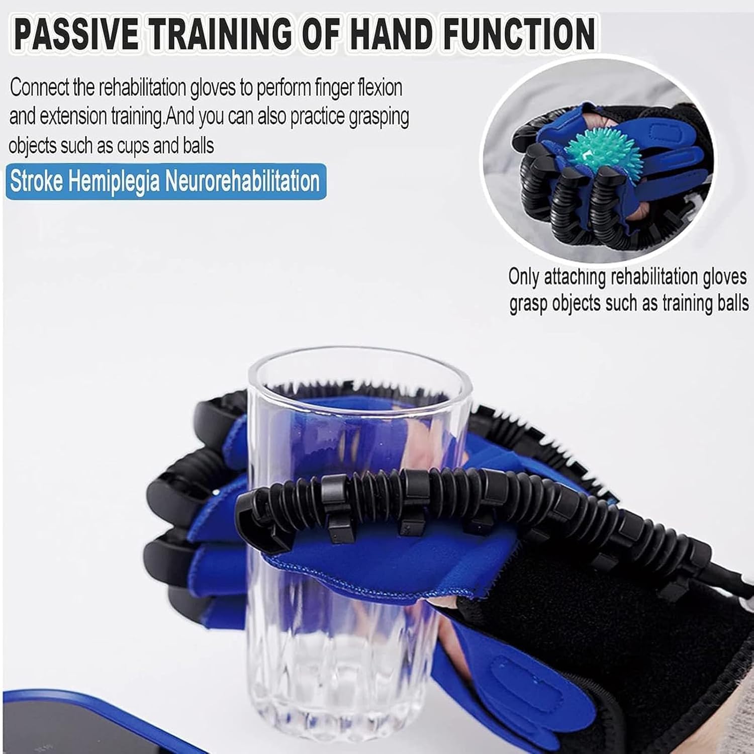 Rehabilitation Robot Gloves,Two Hands Can Exercise at The Same Time,Rehabilitation Glove for Hemiplegia and Stroke Arthritis Patients(Size:M,Color:Blue)