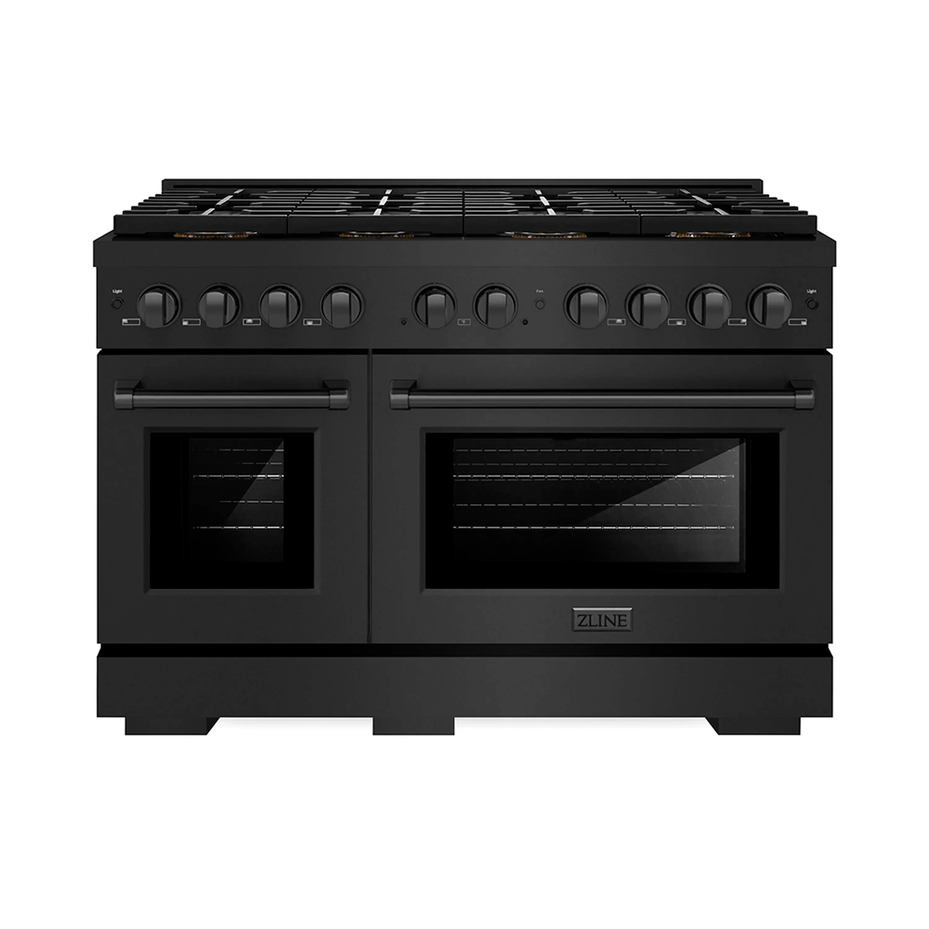 ZLINE 48-Inch 6.7 cu. ft. Paramount Gas Range with 8 Burner DuoPro鈩?Cooktop and Dual Ovens in Black Stainless Steel (PSGRB-48)
