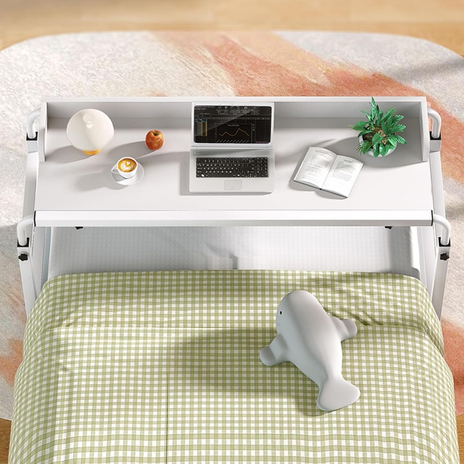 Scalable Overbed Table with Wheels - Adjustable Height and Length Mobile Computer Desk Dressing Table,350lbs Weight Capacity, Rolling Medical Table for Hospital and Home use