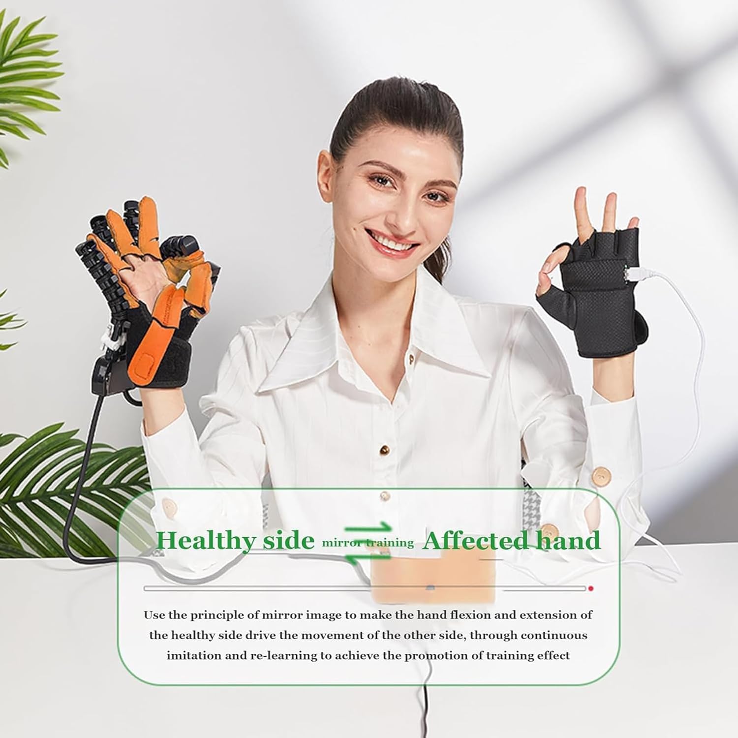 GAOXIAO Finger and Hand Function Rehabilitation Trainer Robot Rehab Gloves for Stroke Recovery Hemiplegia Patients, Both Hand Strength Exercise and Adaptive Training Left Right Finger B Right S
