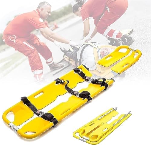 Portable Medical Emergency Stretcher - Folding Scoop Stretcher with Straps, 390lbs Load Capacity, Ideal for Ambulance & Fire Rescue, First Aid Equipment for Emergency Response