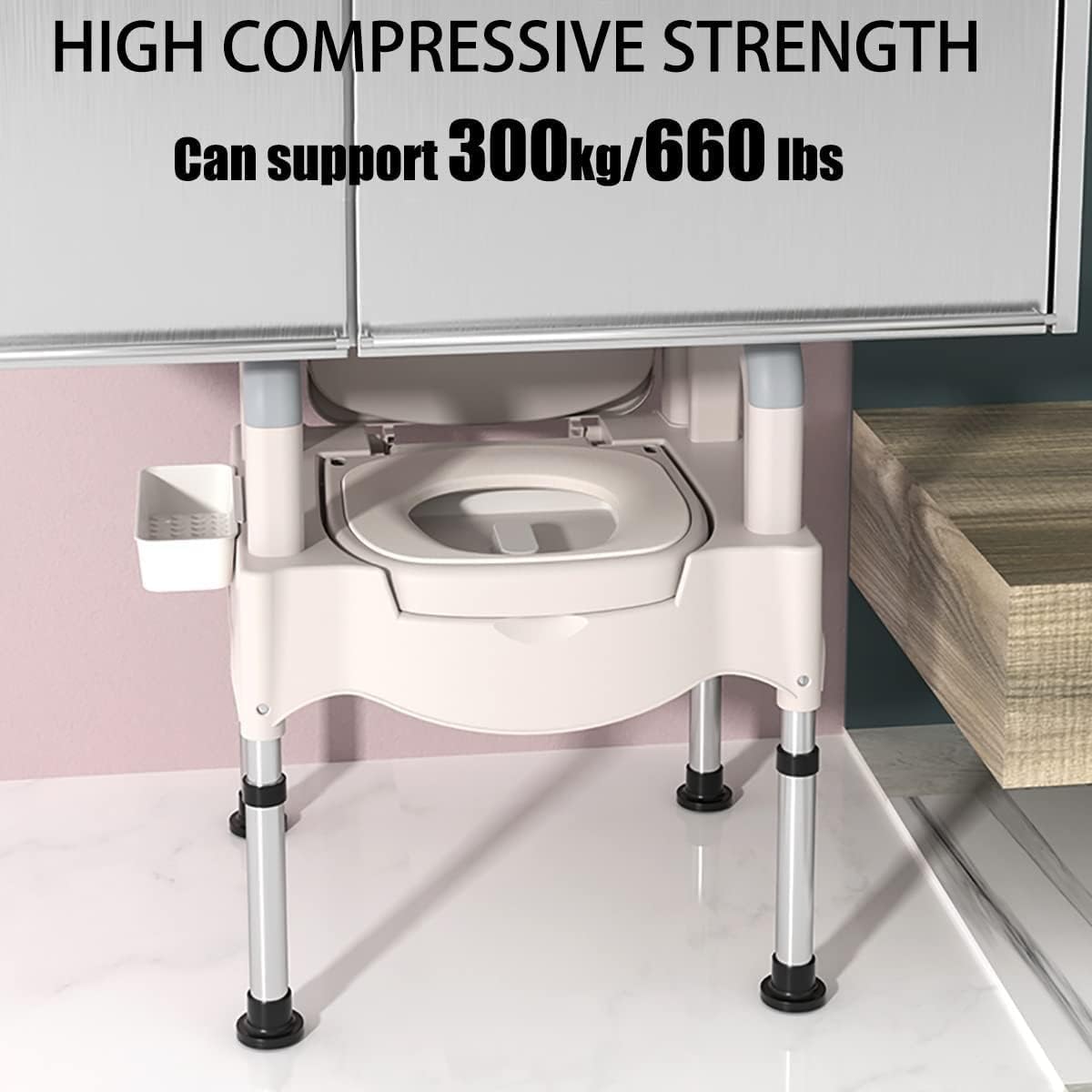Bedside Commodes, Bedside Toilet Commode Chair Height Adjustable Adult Potty Chair for Seniors Portable Toilets for Home Use Suitable for People with Disabilities The Elderly and Others White