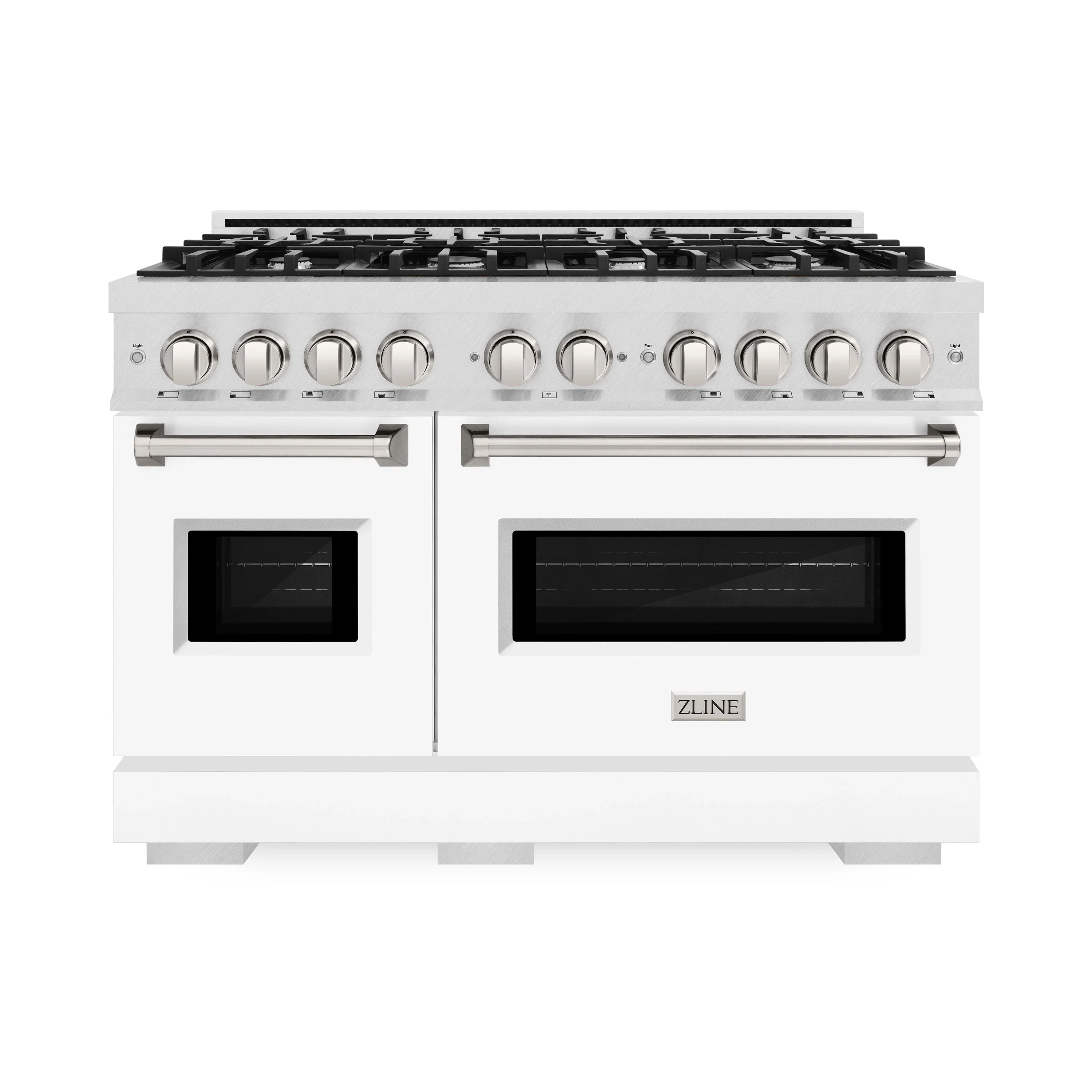 ZLINE Autograph Edition 48-Inch Dual Fuel Range with 4 Gas Burner Cooktop and 4.2 Cu. Ft. Electric Convection Oven in Satin Stainless Steel with White Matte (CDRS-WM-48)