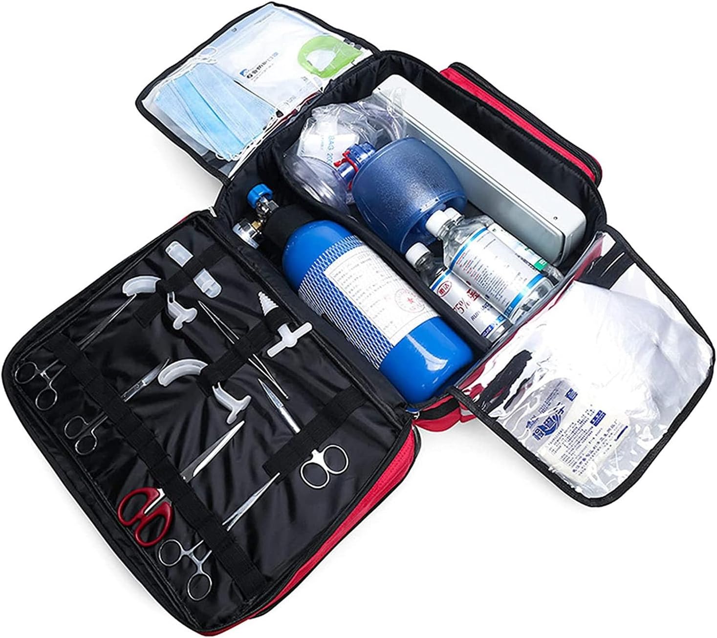 Professional First Aid Kit Bag, Large Capacity, Waterproof Emergency Rescue - Ideal for EMT, Paramedics Portable Storage Medical with Dividers(A)