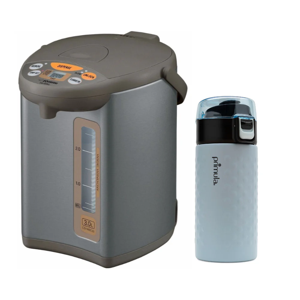 Zojirushi CD-WCC30 Micom Water Boiler and Warmer (Silver Dark Brown) Bundle