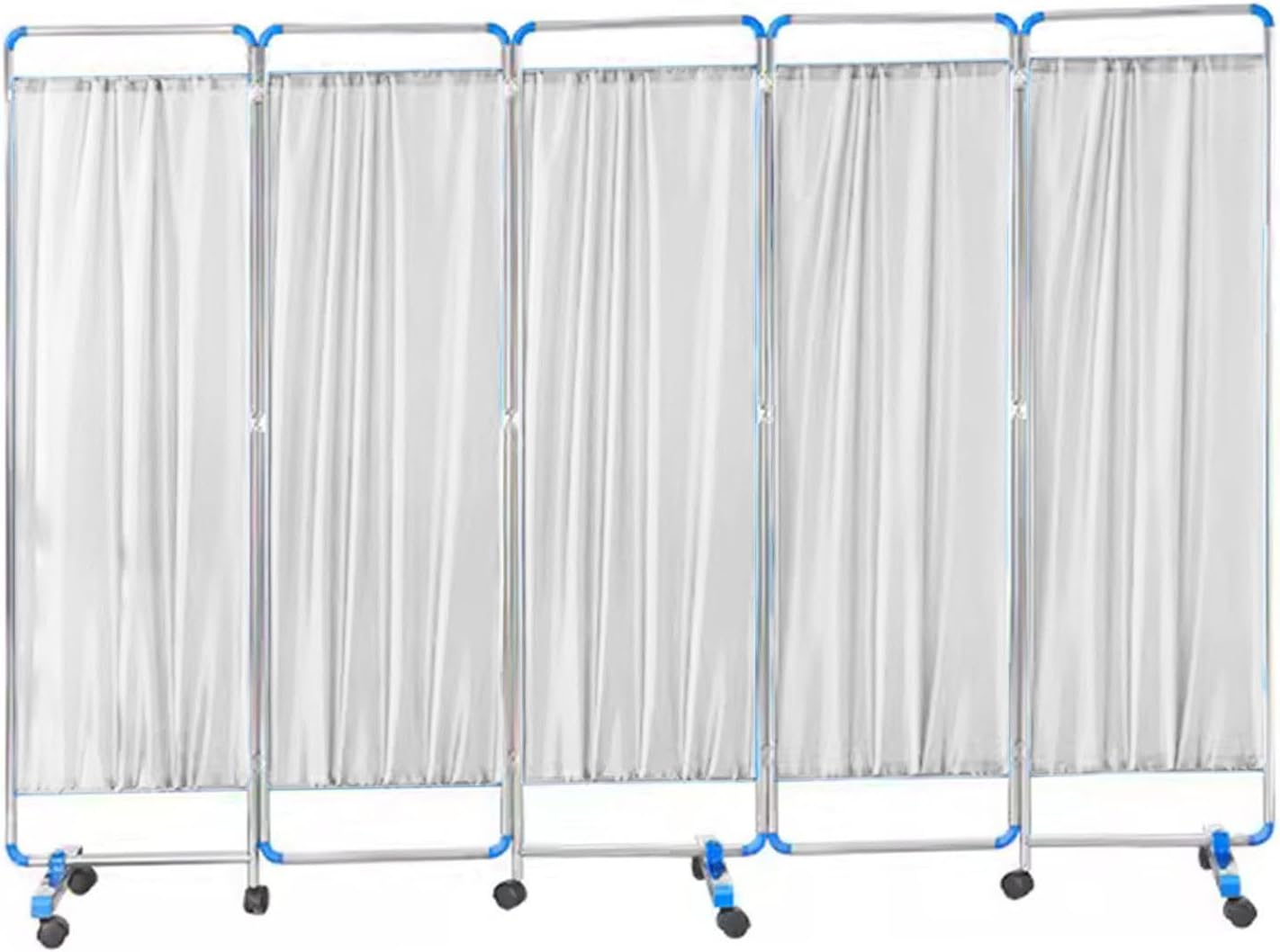 5-Panel Folding Privacy Screen with Wheels - 6ft High Room Divider for Hospitals, Offices, Beauty Salons - Portable Medical Partition - Color 2
