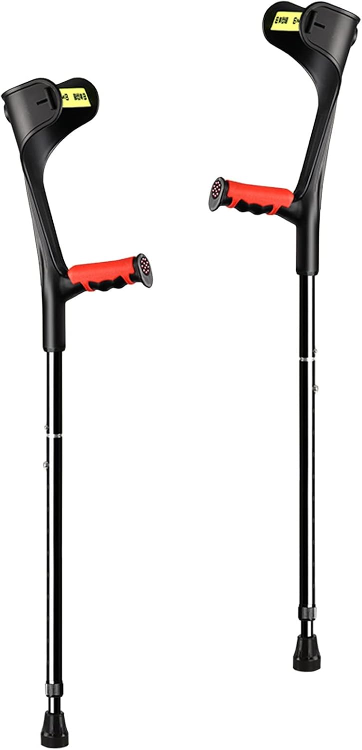 2pcs Walking Crutch - Crutches Collapsible, Long Use Time, Rubber Non-Slip, U-Shaped Elbow Rest, Forearm Crutches, Easy to Carry, Comfortable Grip, Support Injury/Disability, Elbow Crutches (Black)