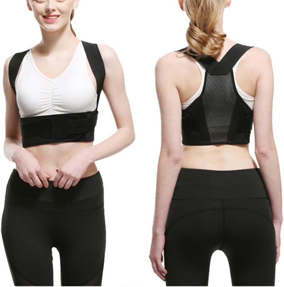Posture Corrector Back Brace Shoulder Brace,Adjustable Breathable Back Lumbar Support for Improve Posture,Neck Improving Posture Back Pain Relief Back Posture (Color : Black, Size : X-S