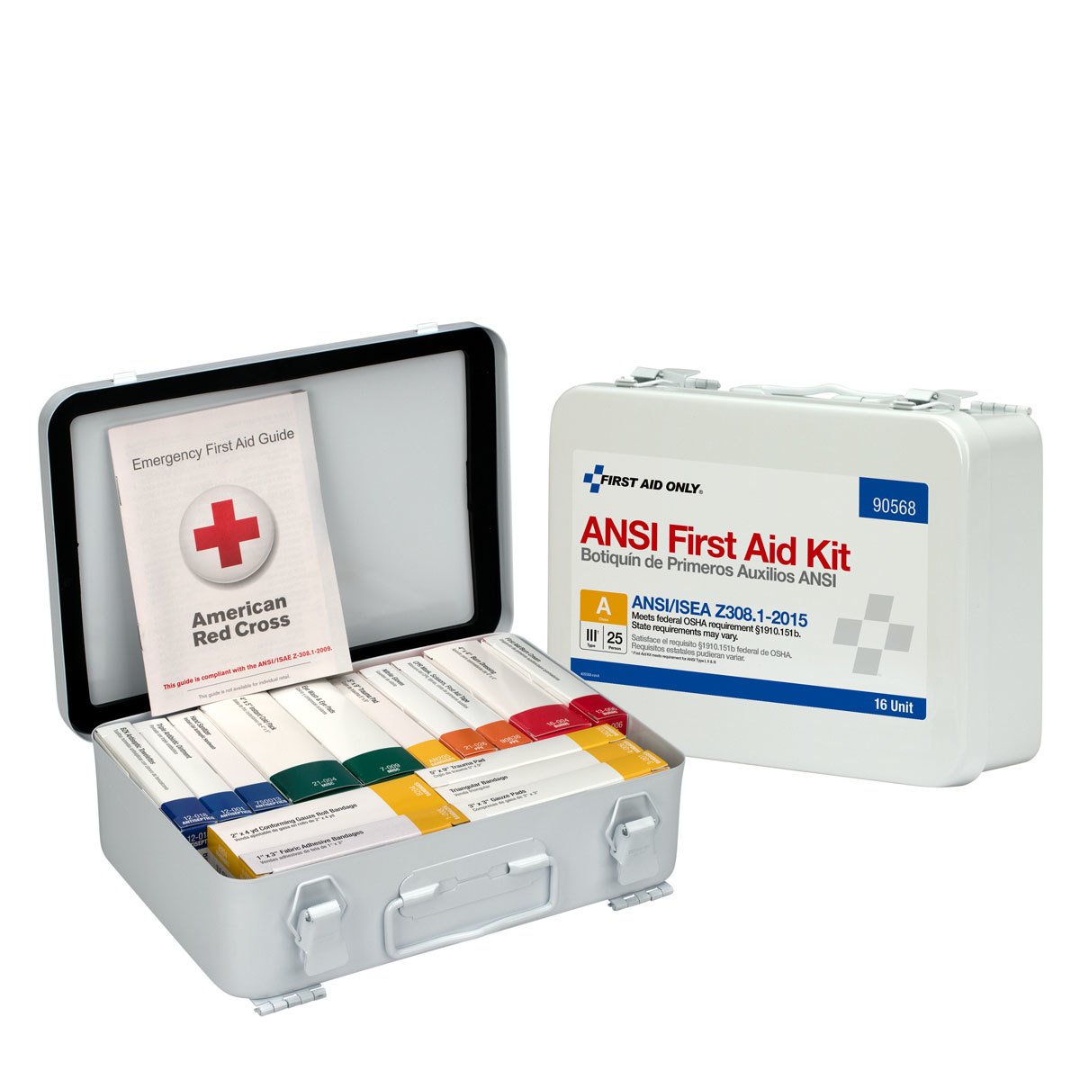 First Aid Only Unitized Ansi Compliant Class A Type Iii First Aid Kit For 25 People, 84 Pieces, Metal Case