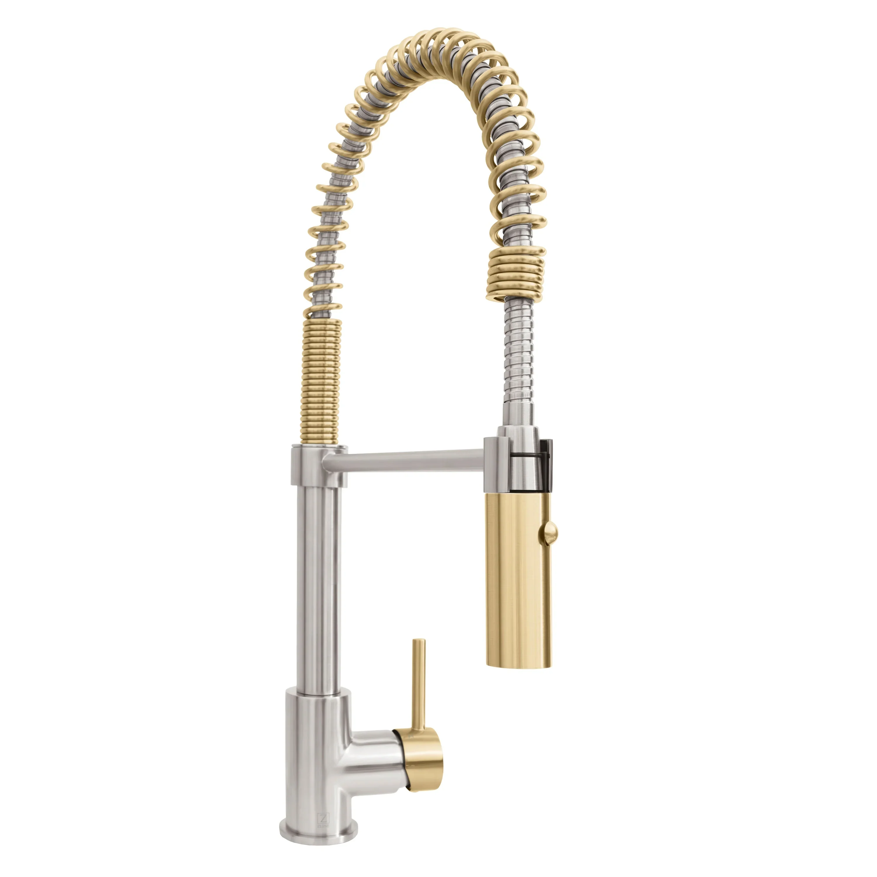 ZLINE Autograph Edition Sierra Pull Down Spring Single Handle Kitchen Faucet in Brushed Nickel and Champagne Bronze (SRA-KF-ZBNCB)