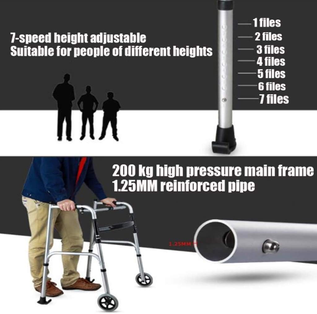 Wheel Walking Frame with Armrest Support Pad - Elderly People Foldable Walker - Lightweight Aluminium Walker - Lower Limb Rehabilitation Training Sharing