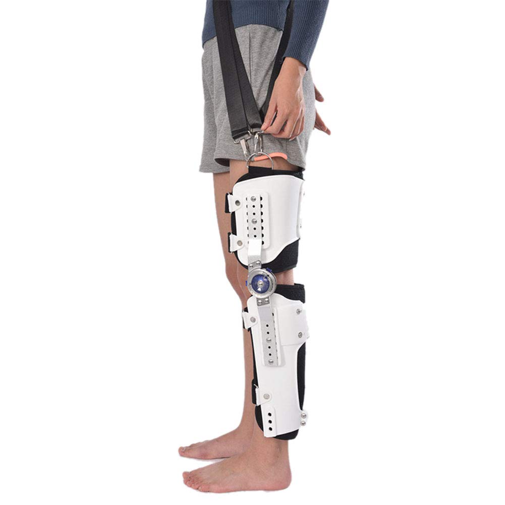 Adult Knee Brace, Hinged Immobilizer for Ligament Injury, Orthosis Stabilizer Post Op Adjustable Recovery Support for Orthopedic (With Strap-Large
