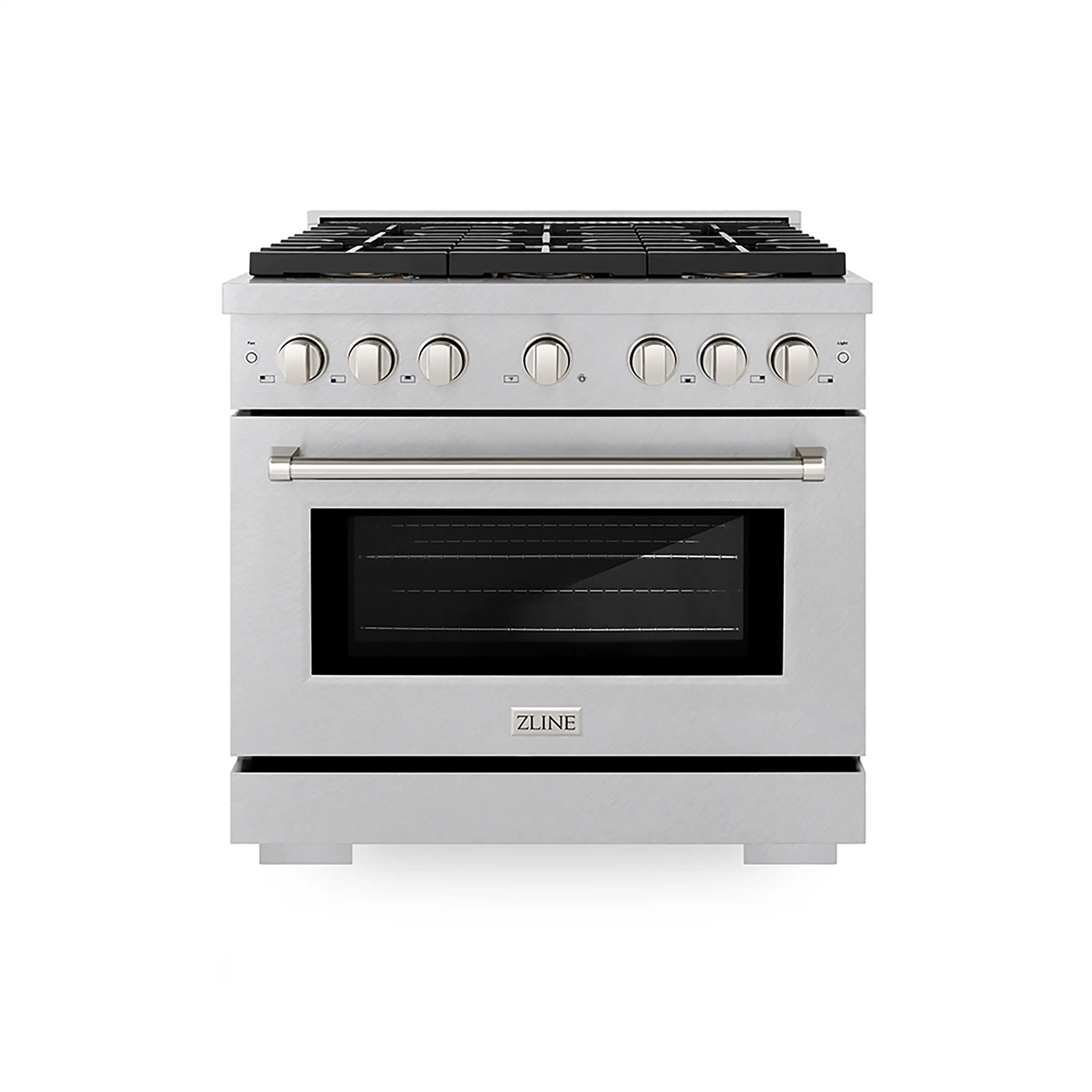 ZLINE 36-Inch 5.2 cu. ft. Paramount Gas Range with 6 Burner DuoPro鈩?Cooktop and Convection Gas Oven in Satin Stainless Steel (PSGRS-36)