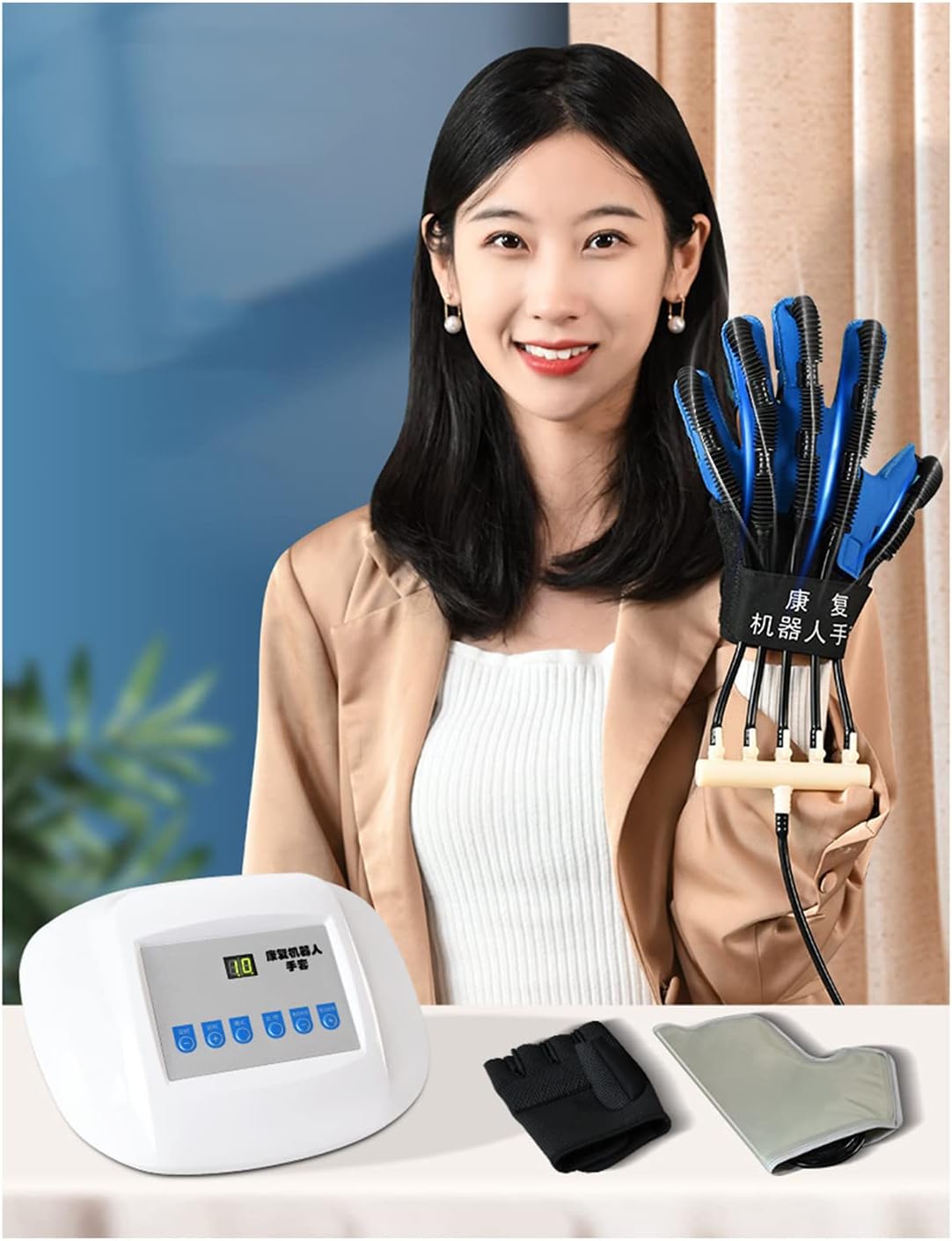 Rehabilitation Robot Gloves for Hand Dysfunction Patients Exercise Finger, Finger Training Rehab Orthosis Stroke Hand Splint Assistive Gloves,S-Left Hand