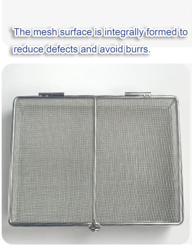 304 Stainless Steel Sterilization Basket with Lid, Metal Lab Trays, Perforated Instrument Tray for Hospitals & Clinics, Durable Mesh Storage Solution