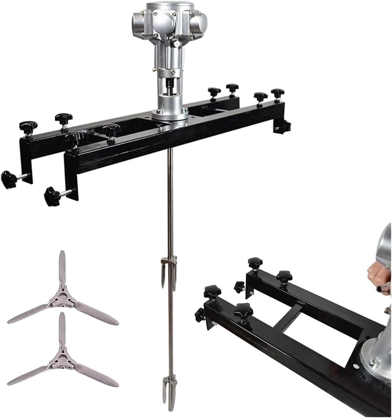 Air Agitator with Pneumatic Bracket Mixer,1/2HP 3/4HP 1HP Electric Tank Mixer Machine, Adjustable Size, Paint Stirring Machine(Largefivecylinders)