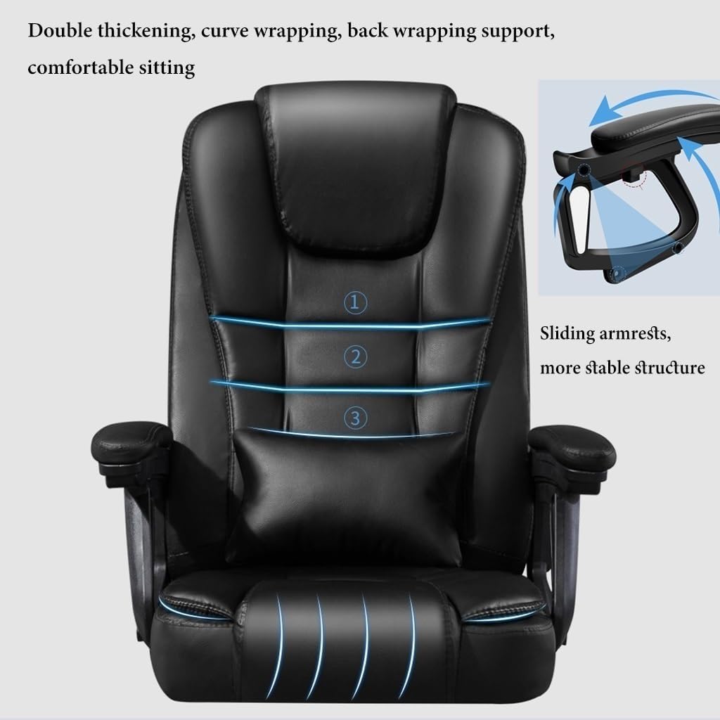 Ergonomic Computer Chair with Footrest, Adjustable Arms, Headrest, and Lumbar Support - Swivel Rolling Vanity Chair for Home Office (/Black B