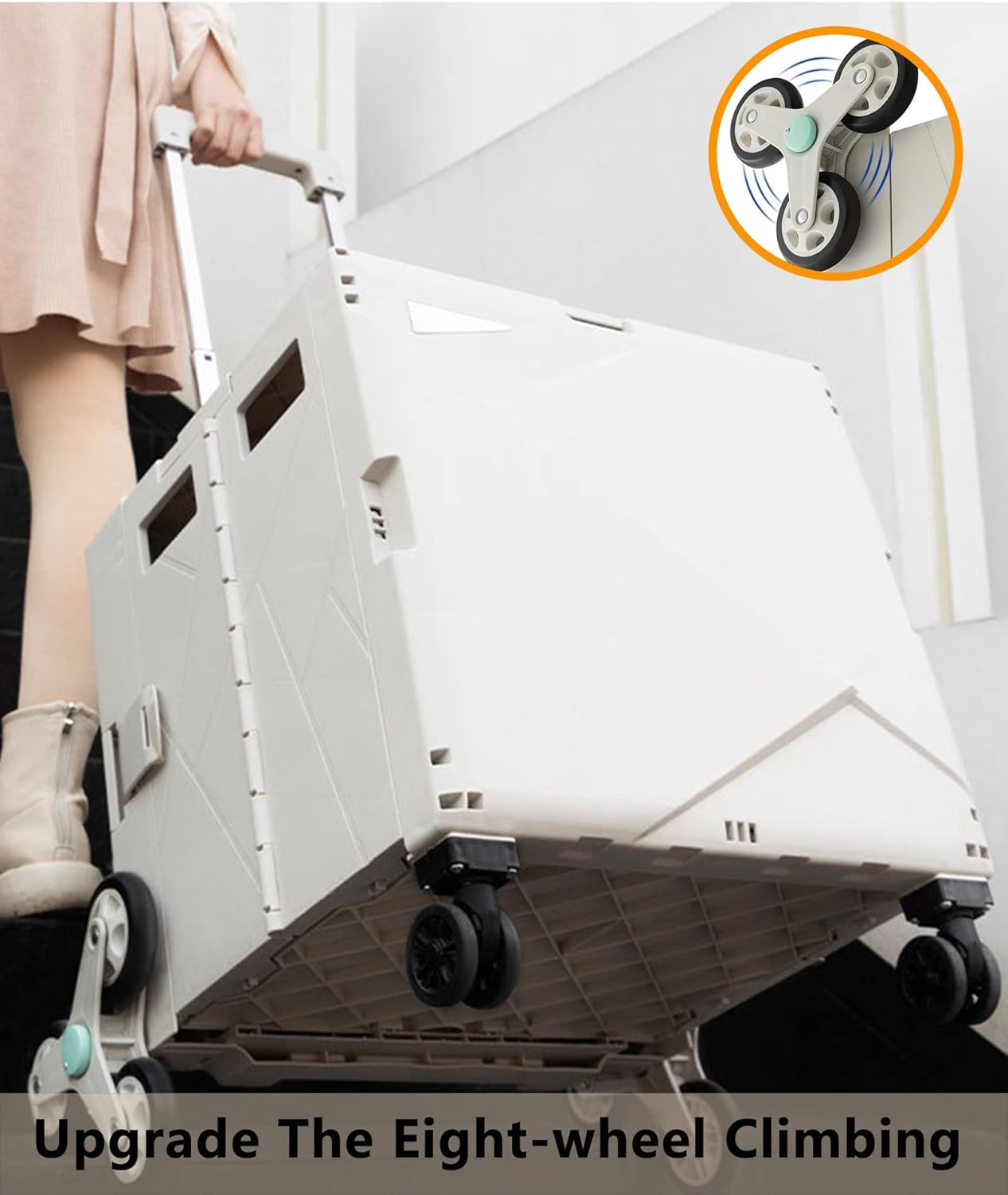 Carts with Wheels Folding Boot Cart Stair Premium 8 Wheel Large Climber Shopping Cart Adjustable Handles with Brake Function for Restaurants Kitchen Home 40 L